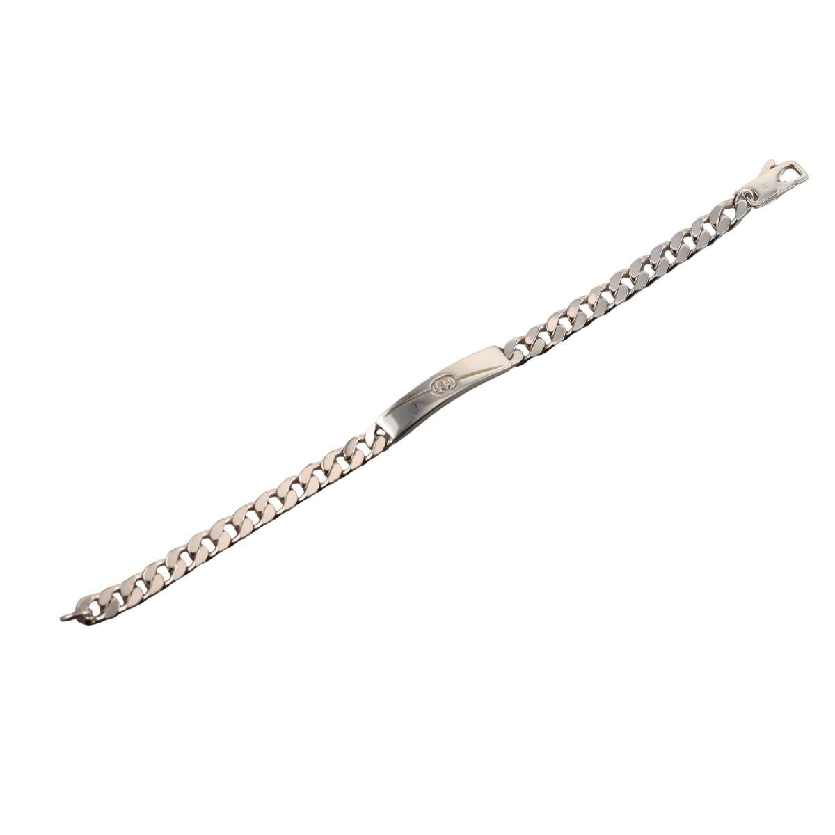Gucci Tag Interlocking G Sterling Silver Chain Bracelet Size 19