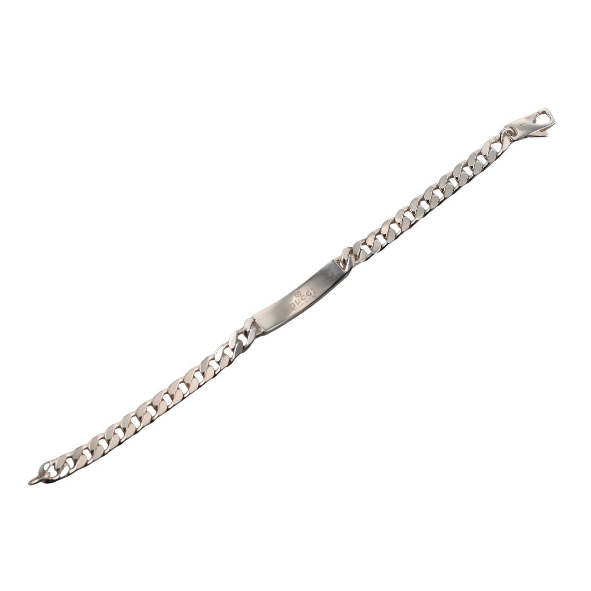 Gucci Tag Interlocking G Sterling Silver Chain Bracelet Size 19