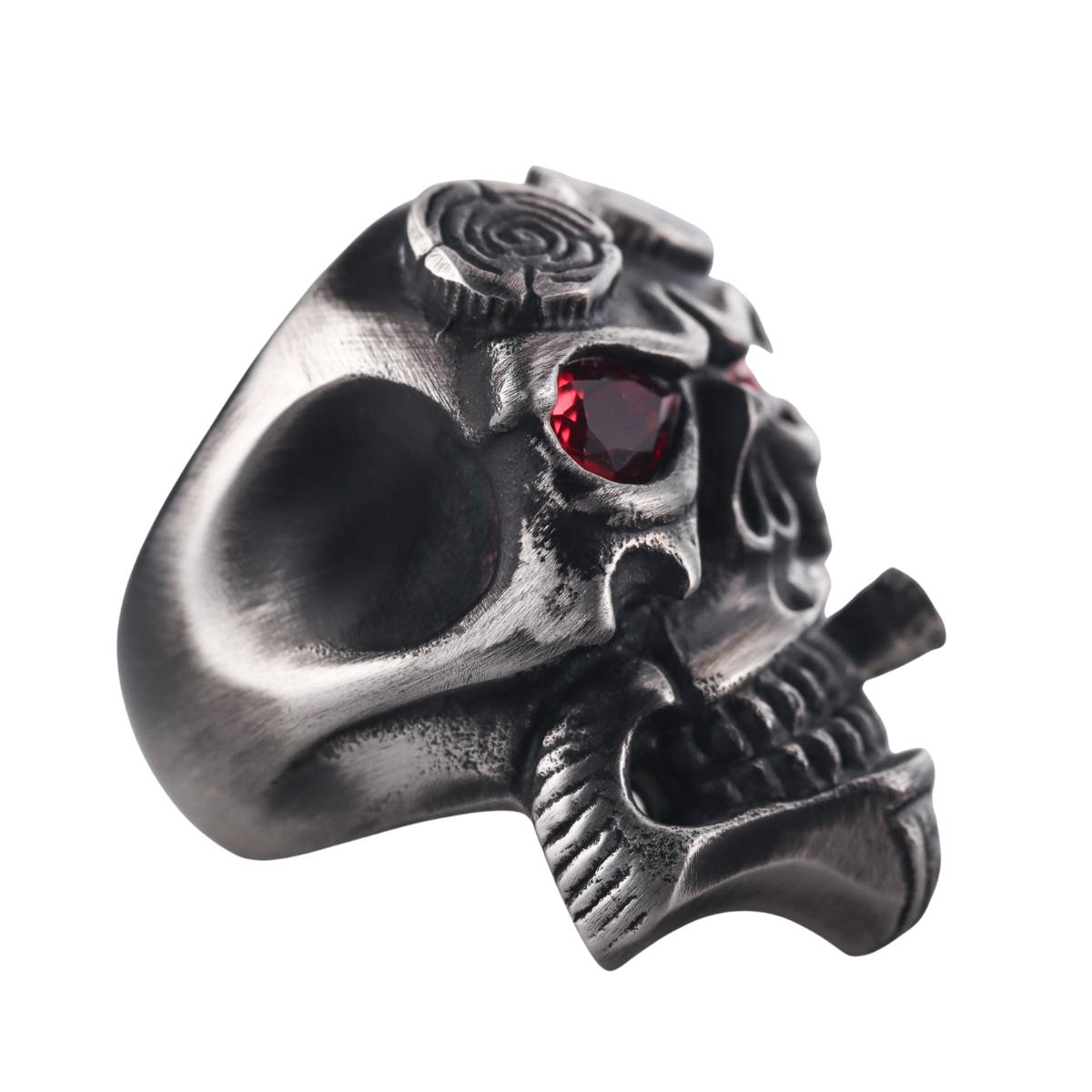 Skull Bomberg Hell Boy Red Crystal Ring