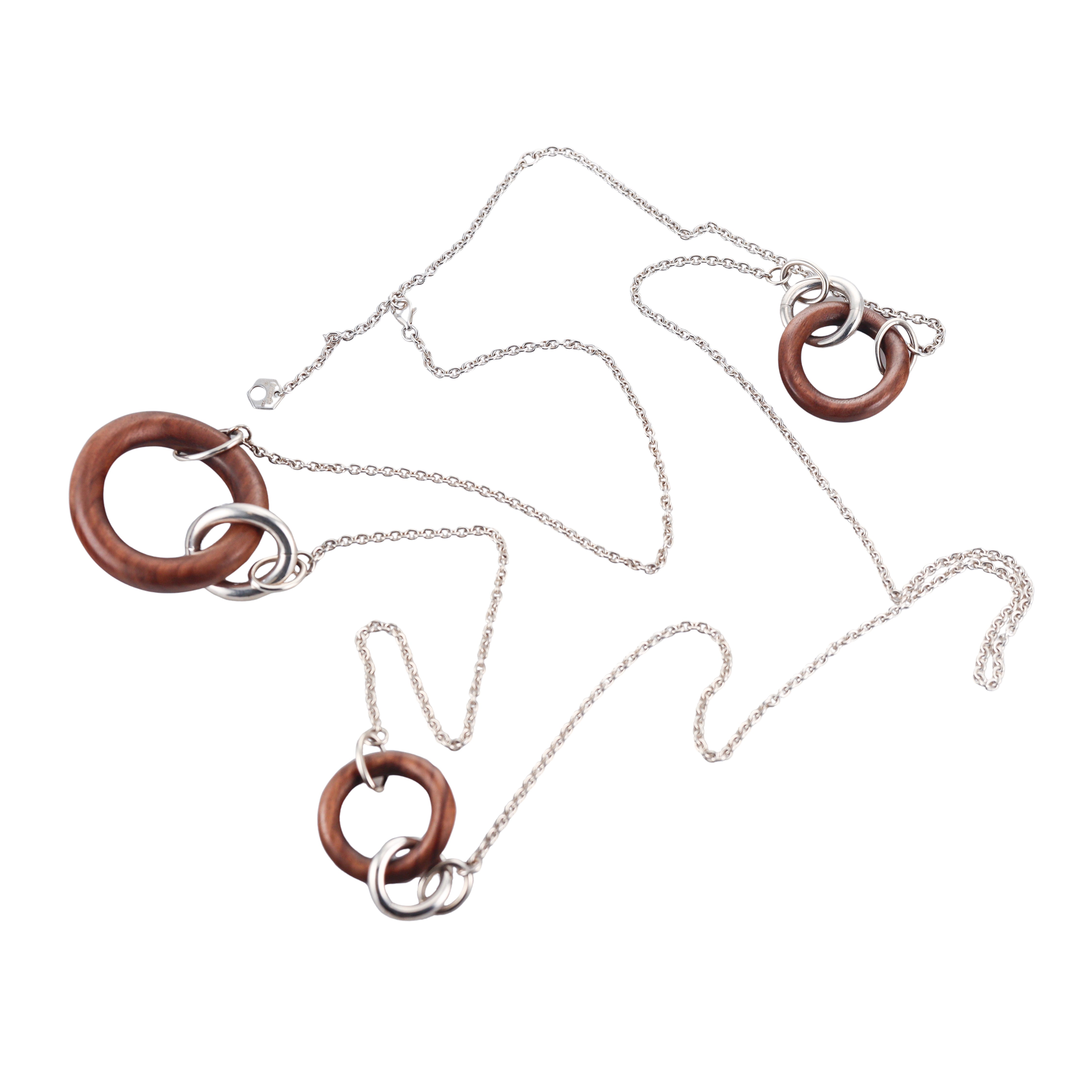 Idole De Christofle Bois & Argent Sterling Silver Rosewood Necklace 6706200