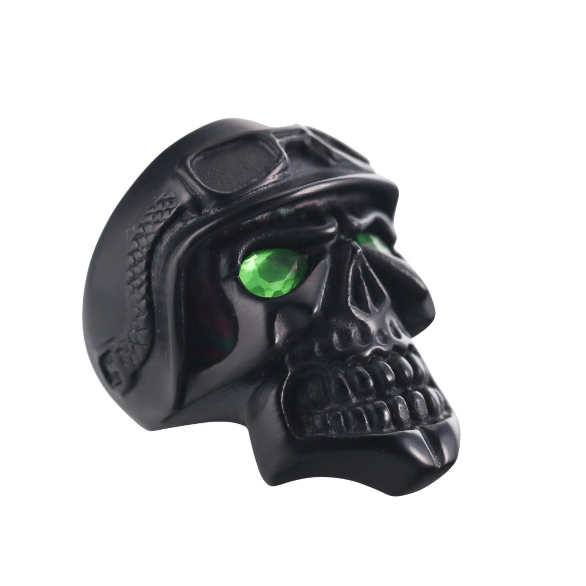 Skull Bomberg Skully Rider Black Green Crystal Ring