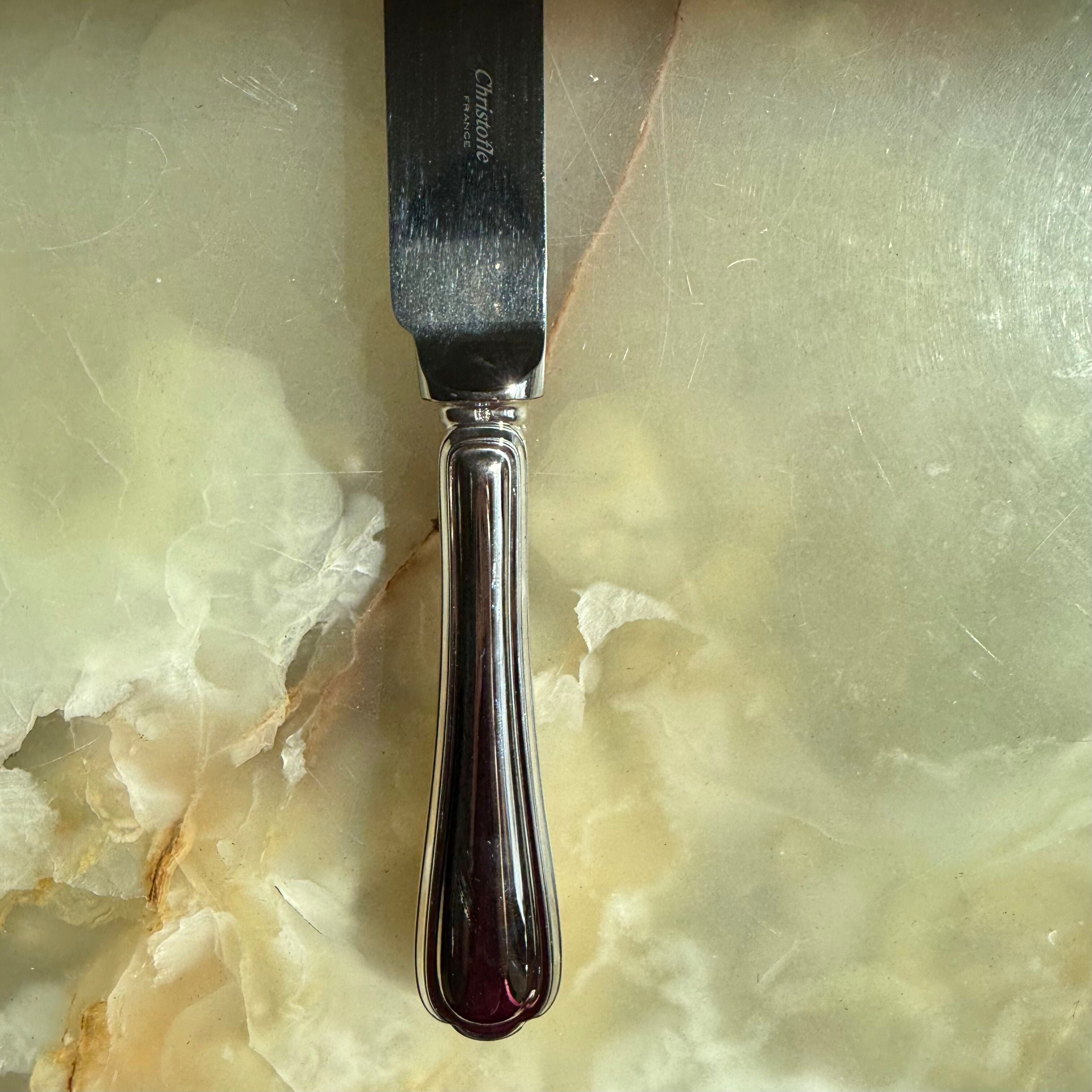 Christofle Spatours Silver Plated Carving Knife Fork Set 0012064-0012085