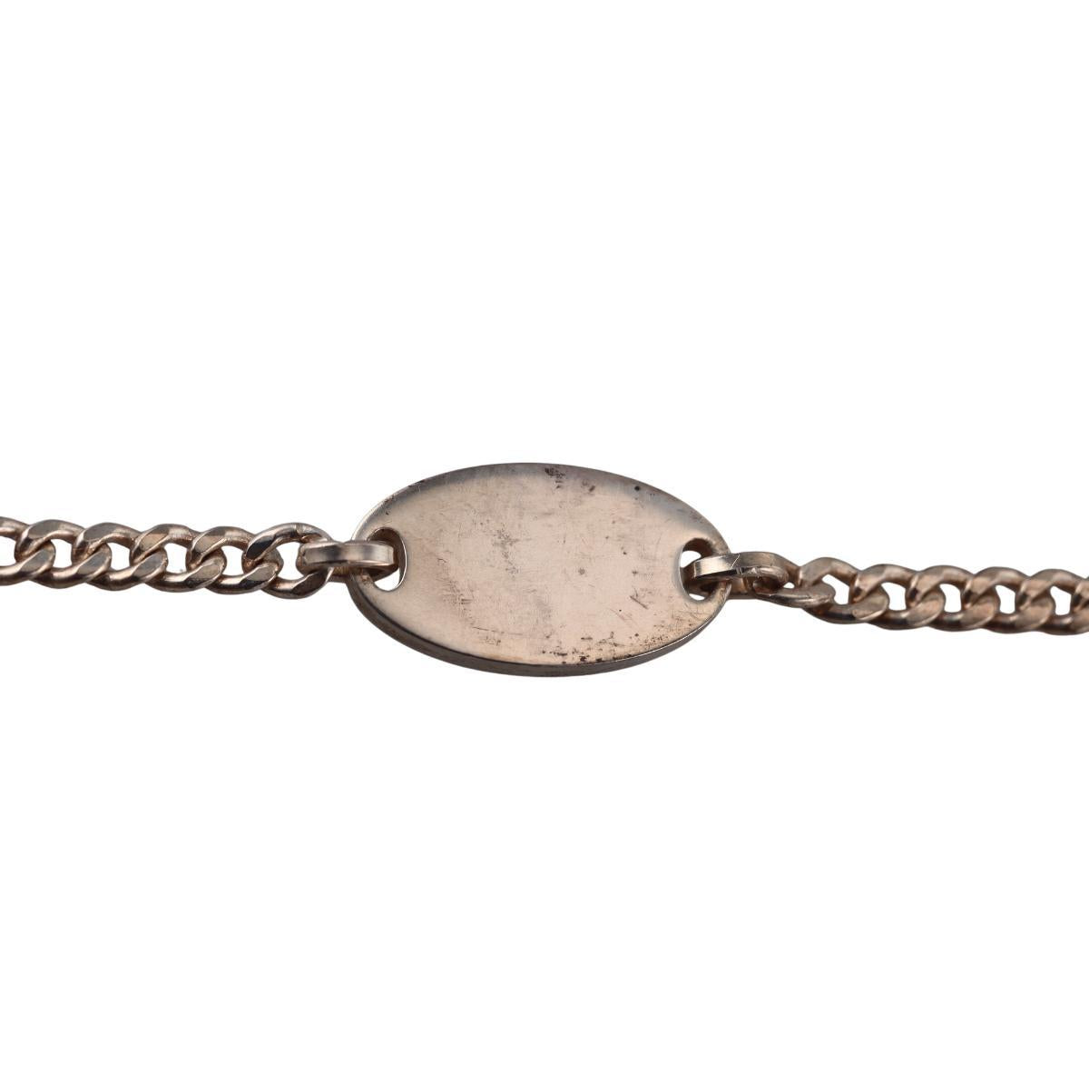 Gucci Trademark Tag Sterling Silver Chain Bracelet