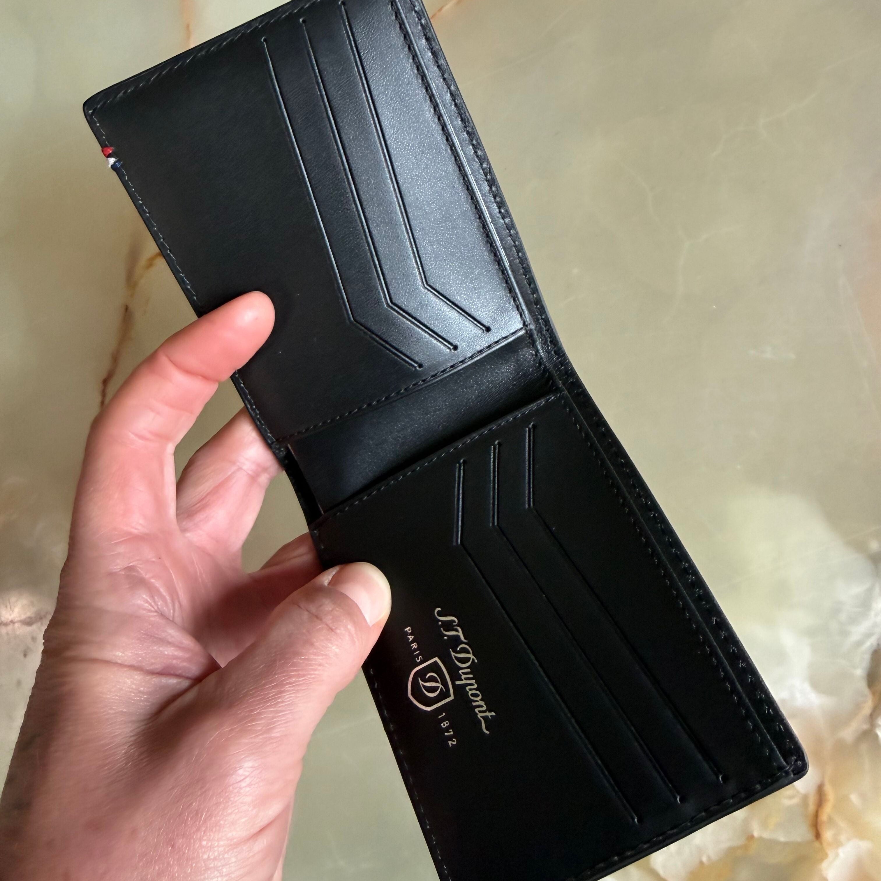 S.T. Dupont Perforated Black Leather Wallet 170401DC