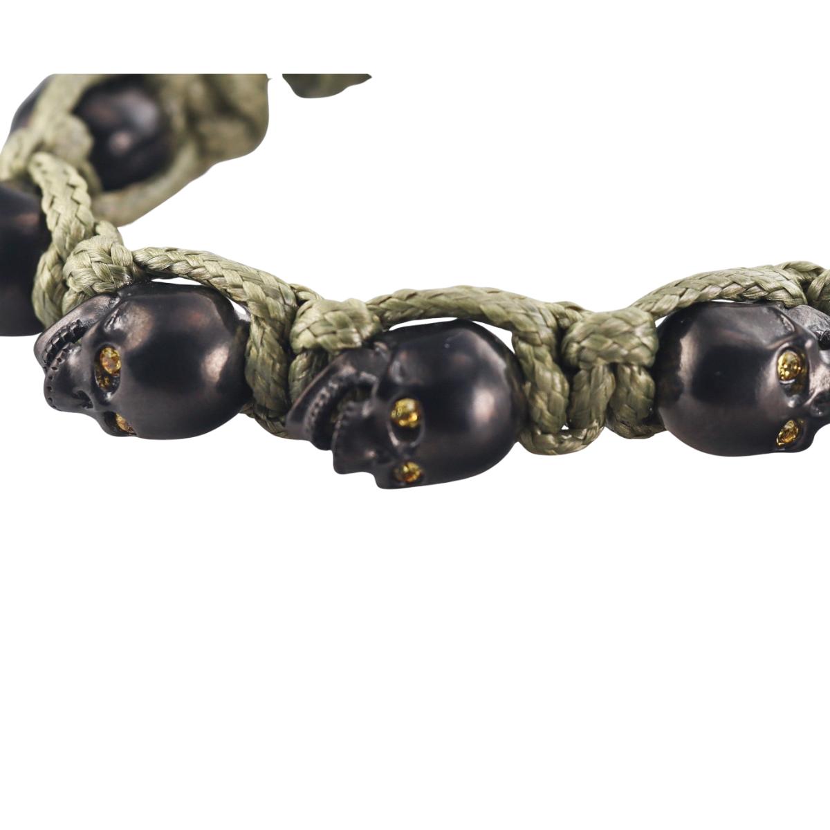 Skull Bomberg Skully Crystal Green and Black Bracelet