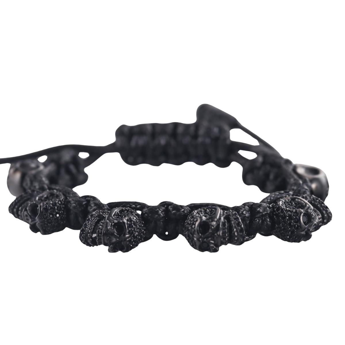 Skull Bomberg Skully Crystal Black w Black Crystal Bracelet