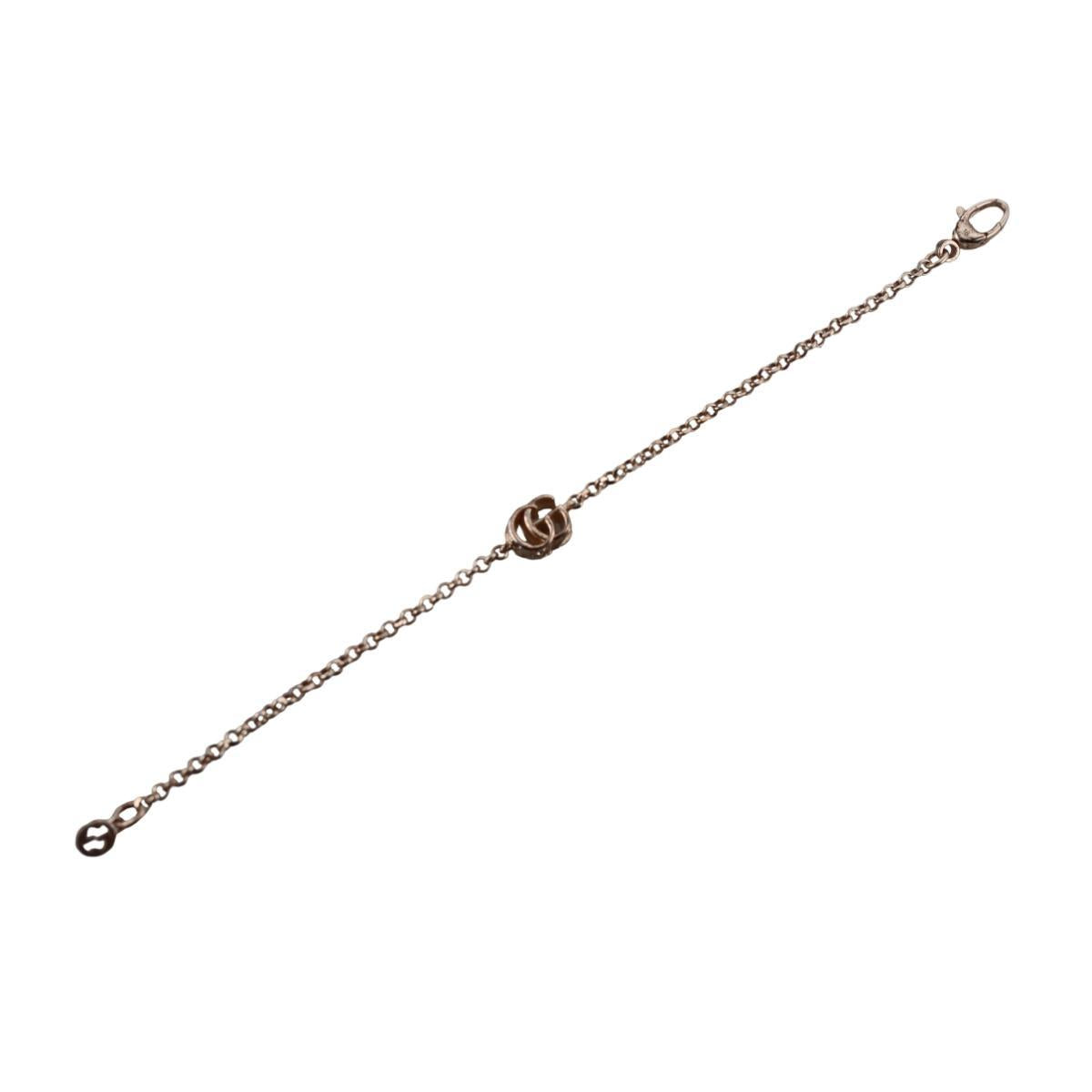 Gucci Marmont GG Charm Sterling Silver Bracelet Size 18