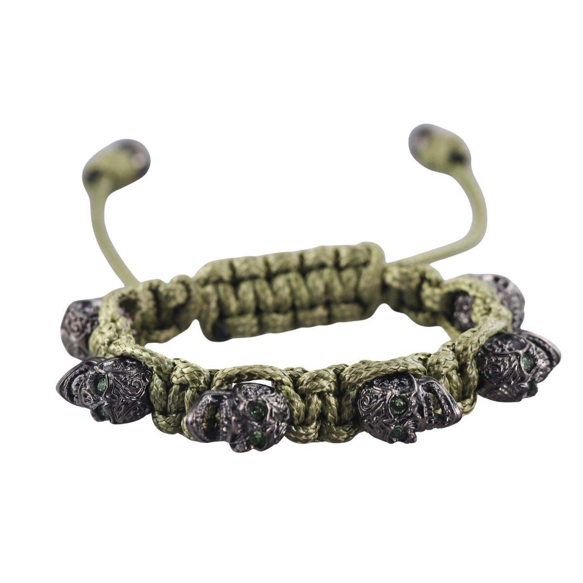 Skull Bomberg Skully Crystal Green Bracelet