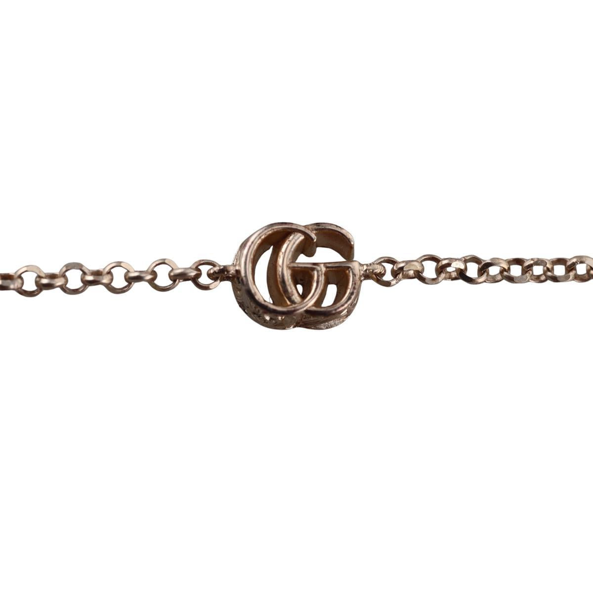 Gucci Marmont GG Charm Sterling Silver Bracelet Size 18