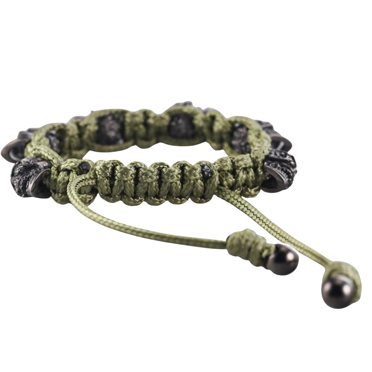 Skull Bomberg Skully Crystal Green Bracelet