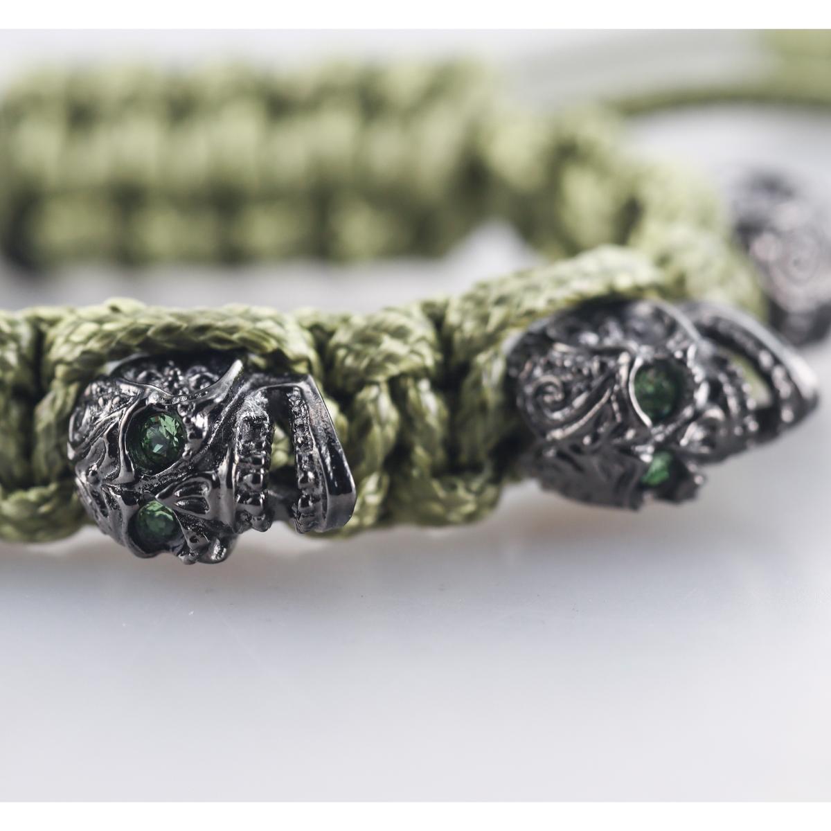 Skull Bomberg Skully Crystal Green Bracelet