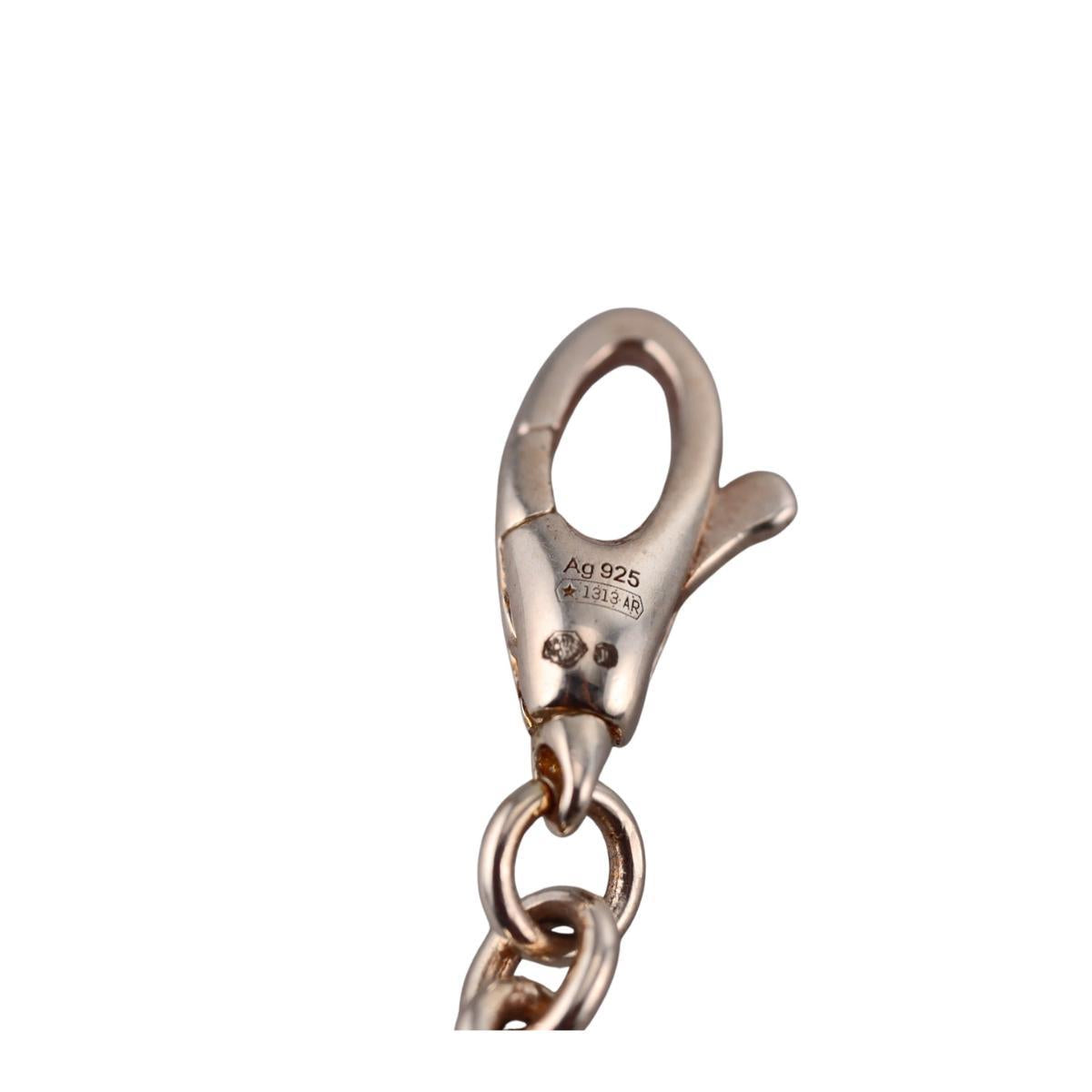 Gucci Trademark Heart Charm Sterling Silver Chain Bracelet