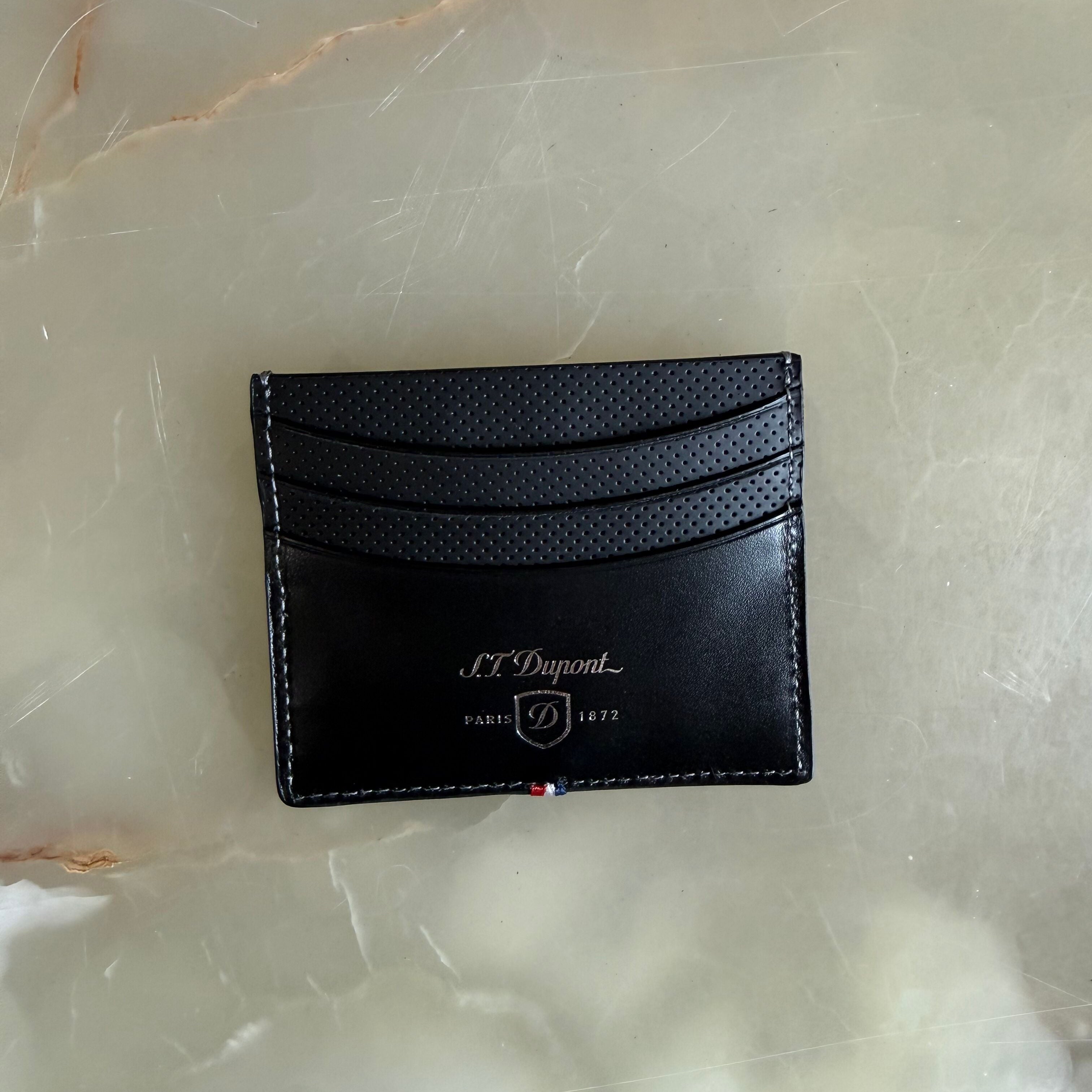 S.T. Dupont Defi Perforated Blue Leather Cardholder 170403DC