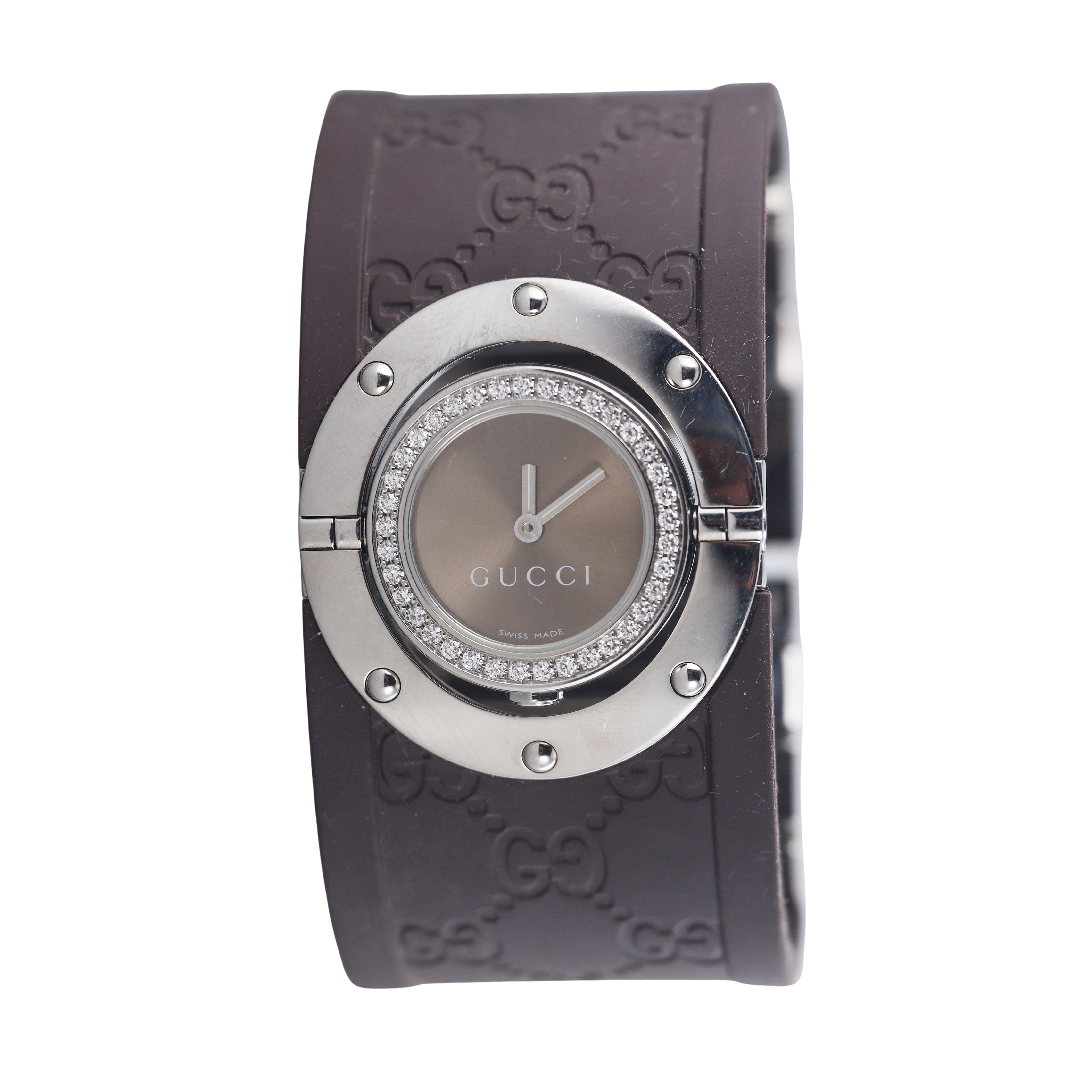 Gucci Twirl Steel Ladies Diamond Watch YA112413