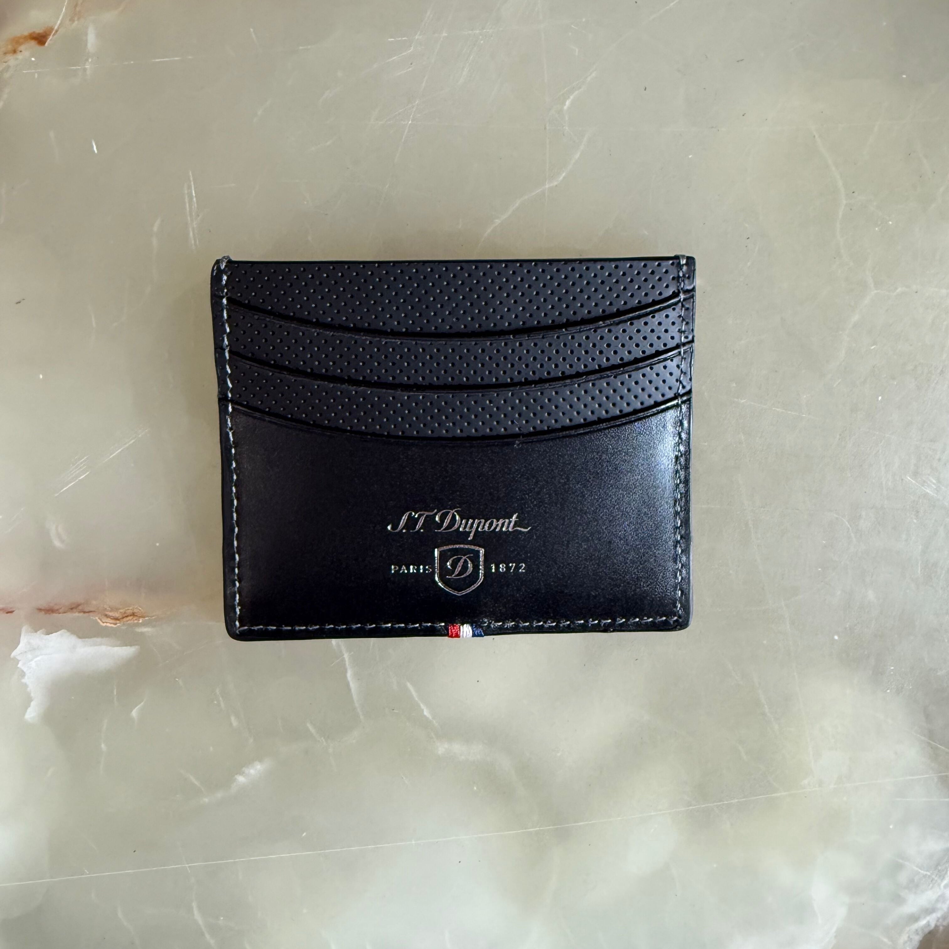 S.T. Dupont Defi Perforated Black Leather Cardholder 170406DC