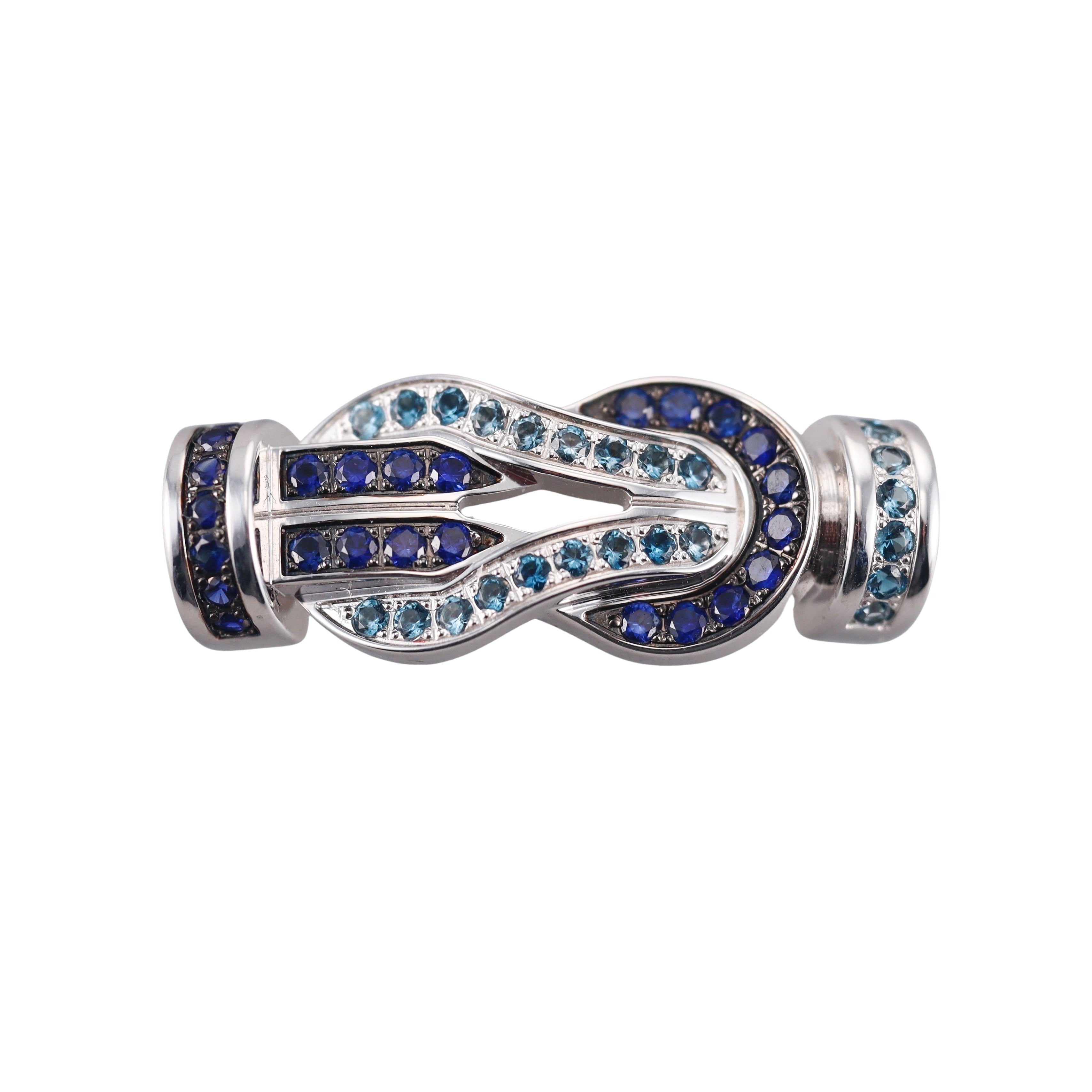 Fred Force 10 18k White Gold London Dark Blue/Blue Topaz Buckle Small