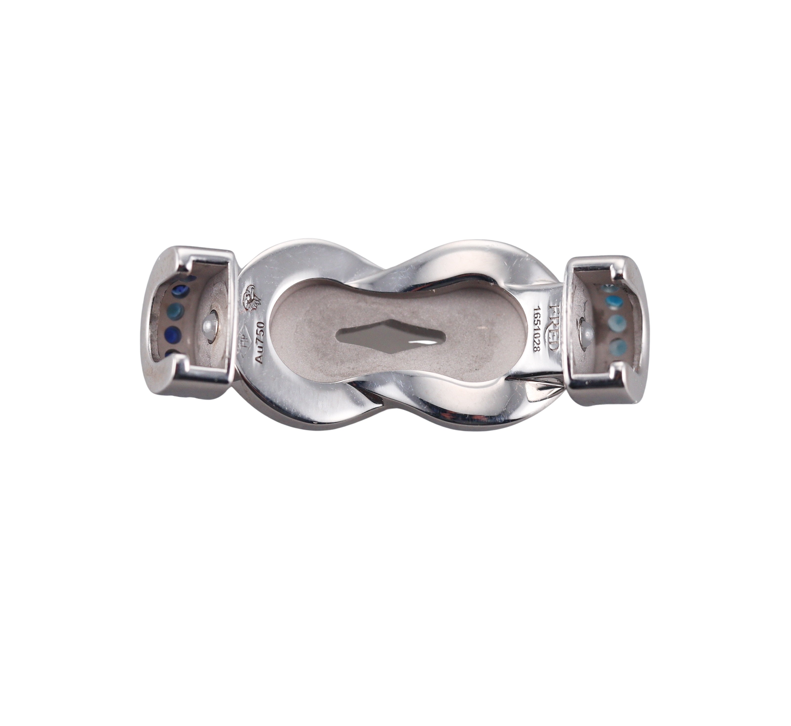 Fred Force 10 18k White Gold London Dark Blue/Blue Topaz Buckle Small