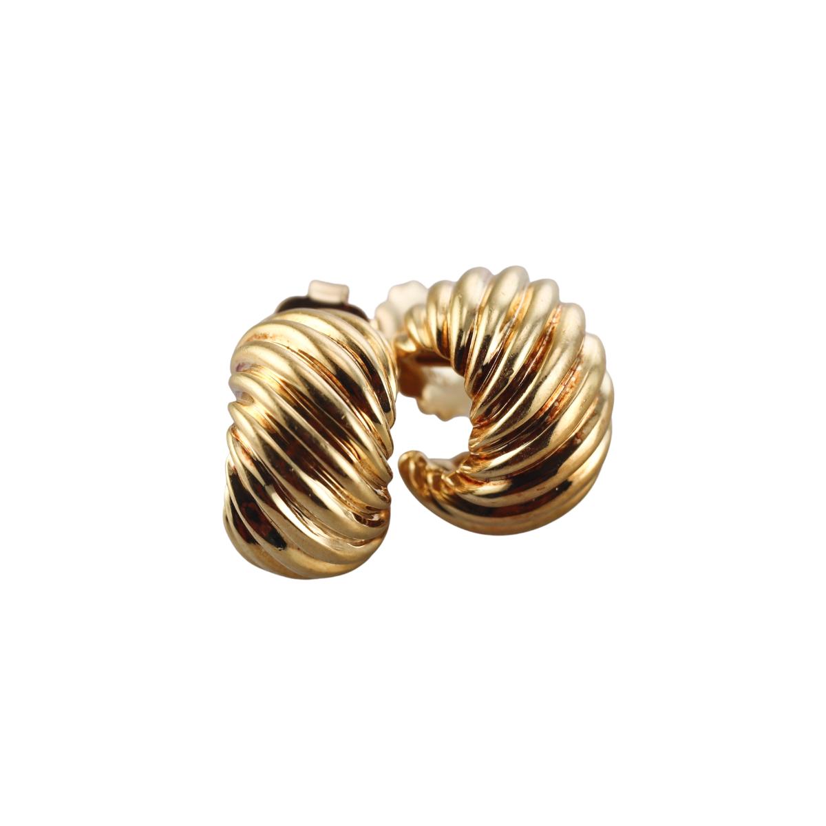 David Yurman 18K Gold Sculpted Cable Hoop Earrings