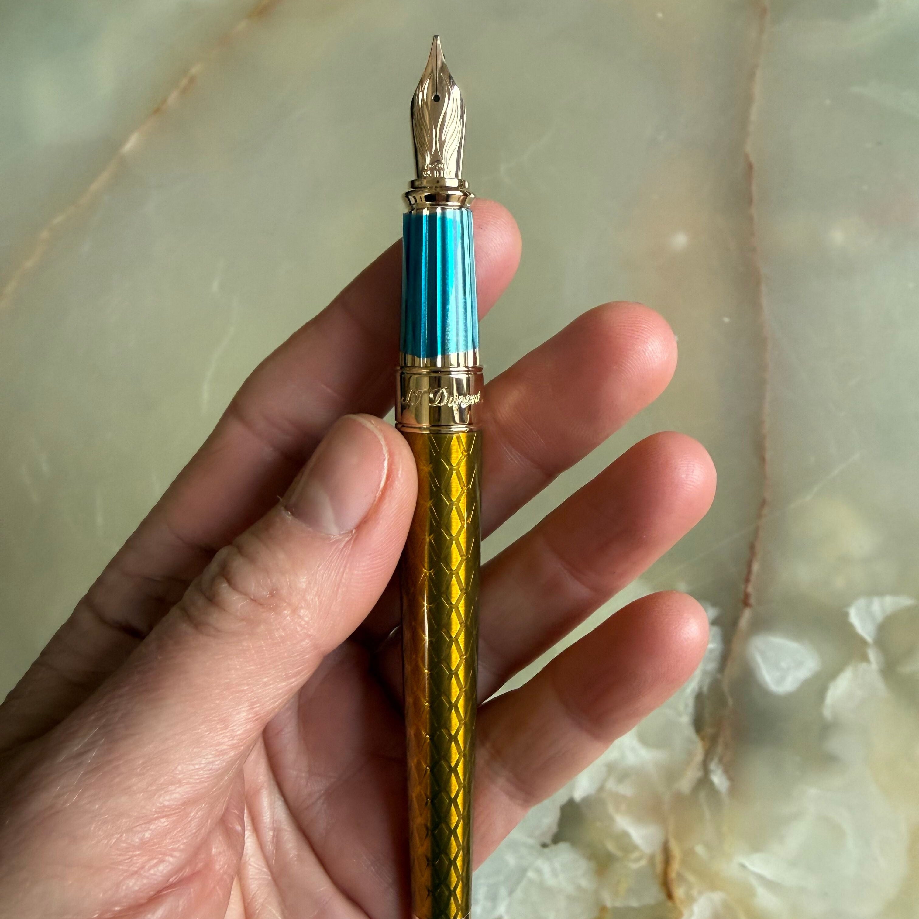 S.T. Dupont Line D Eternity Dragon Scale Gold Honey Fountain Pen 420029L