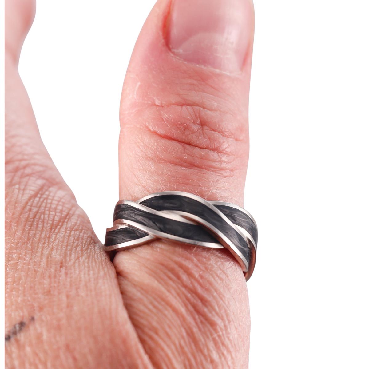 David Yurman Helios 18K Gold Forged Carbon Band Ring