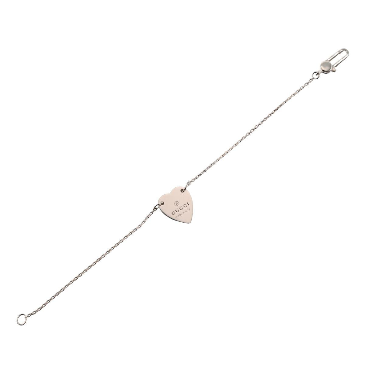 Gucci Trademark Heart Pendant Sterling Silver Bracelet