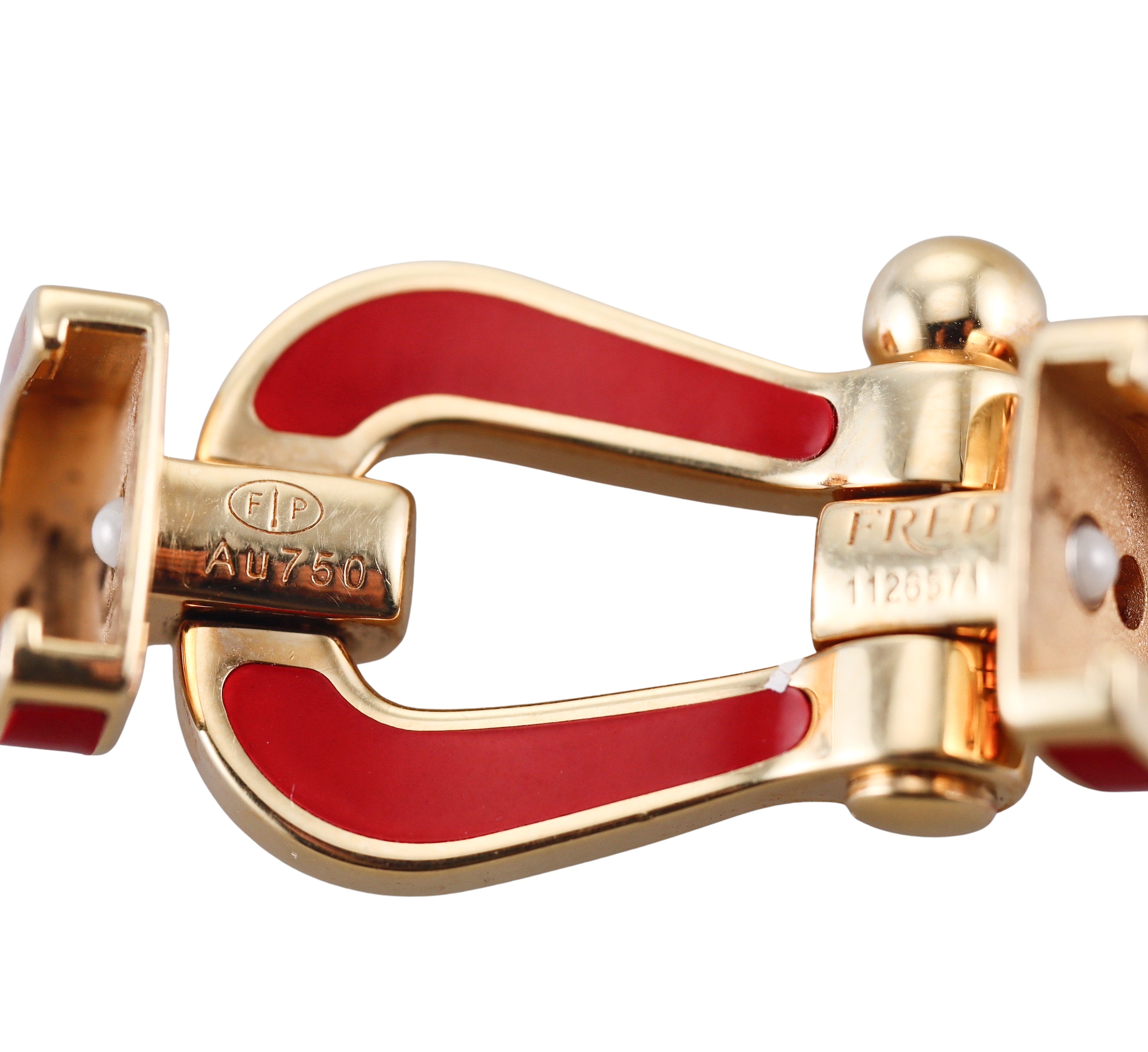 Fred Force 10 18k Yellow Gold Red Enamel Buckle Medium