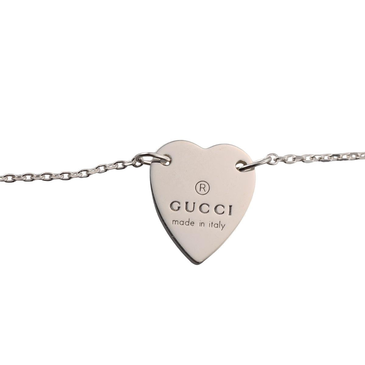 Gucci Trademark Heart Pendant Sterling Silver Bracelet