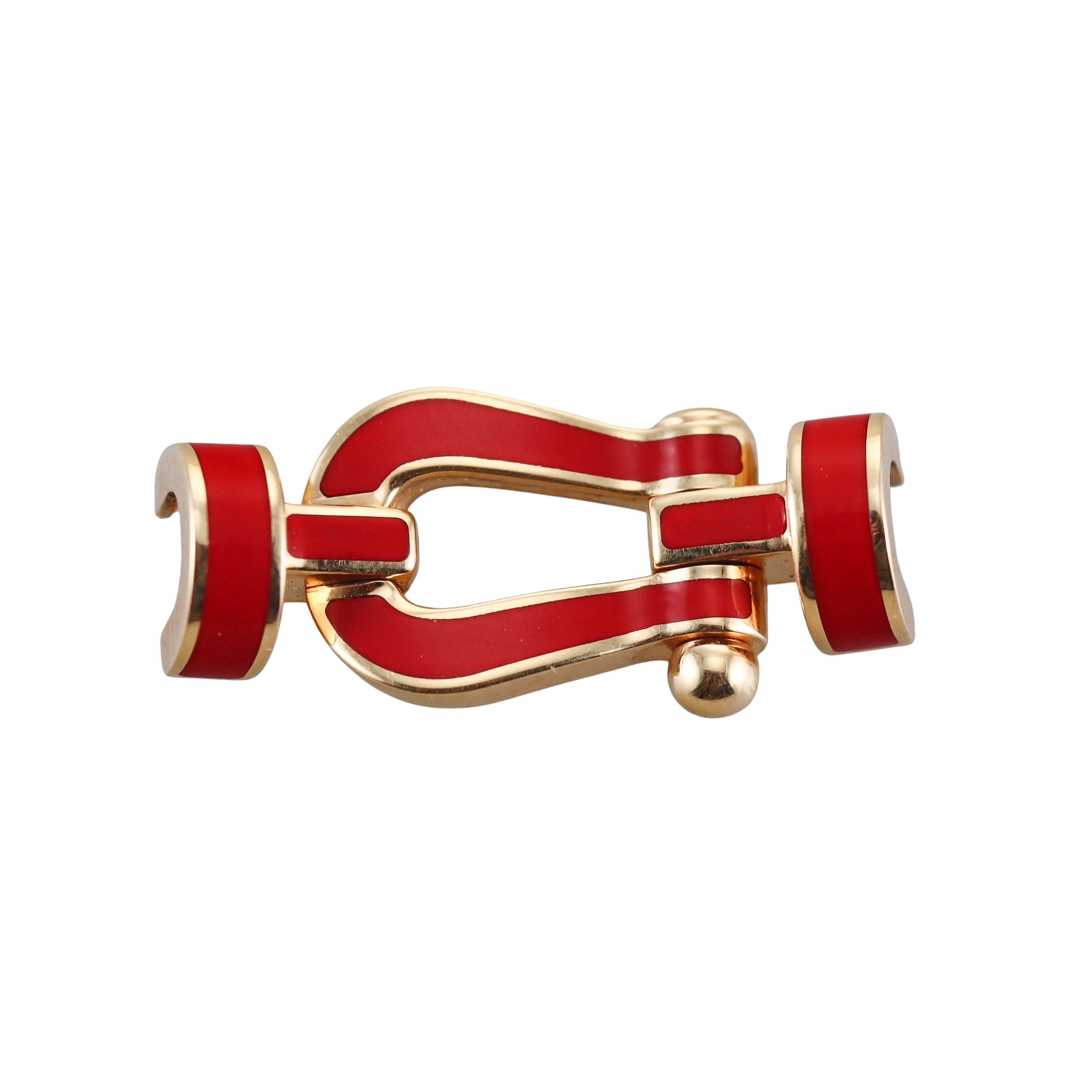Fred Force 10 18k Yellow Gold Red Enamel Buckle Small