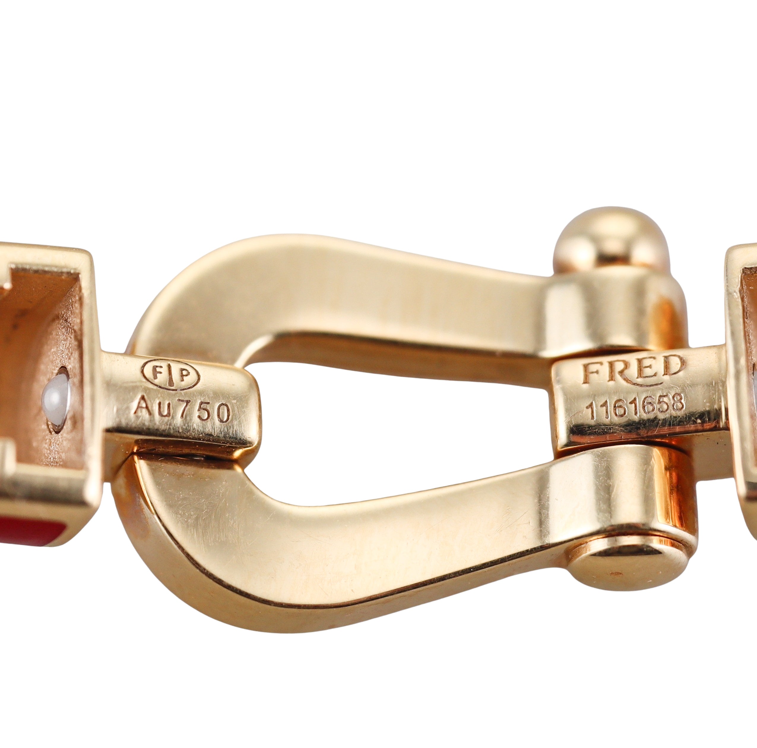 Fred Force 10 18k Yellow Gold Red Enamel Buckle Small