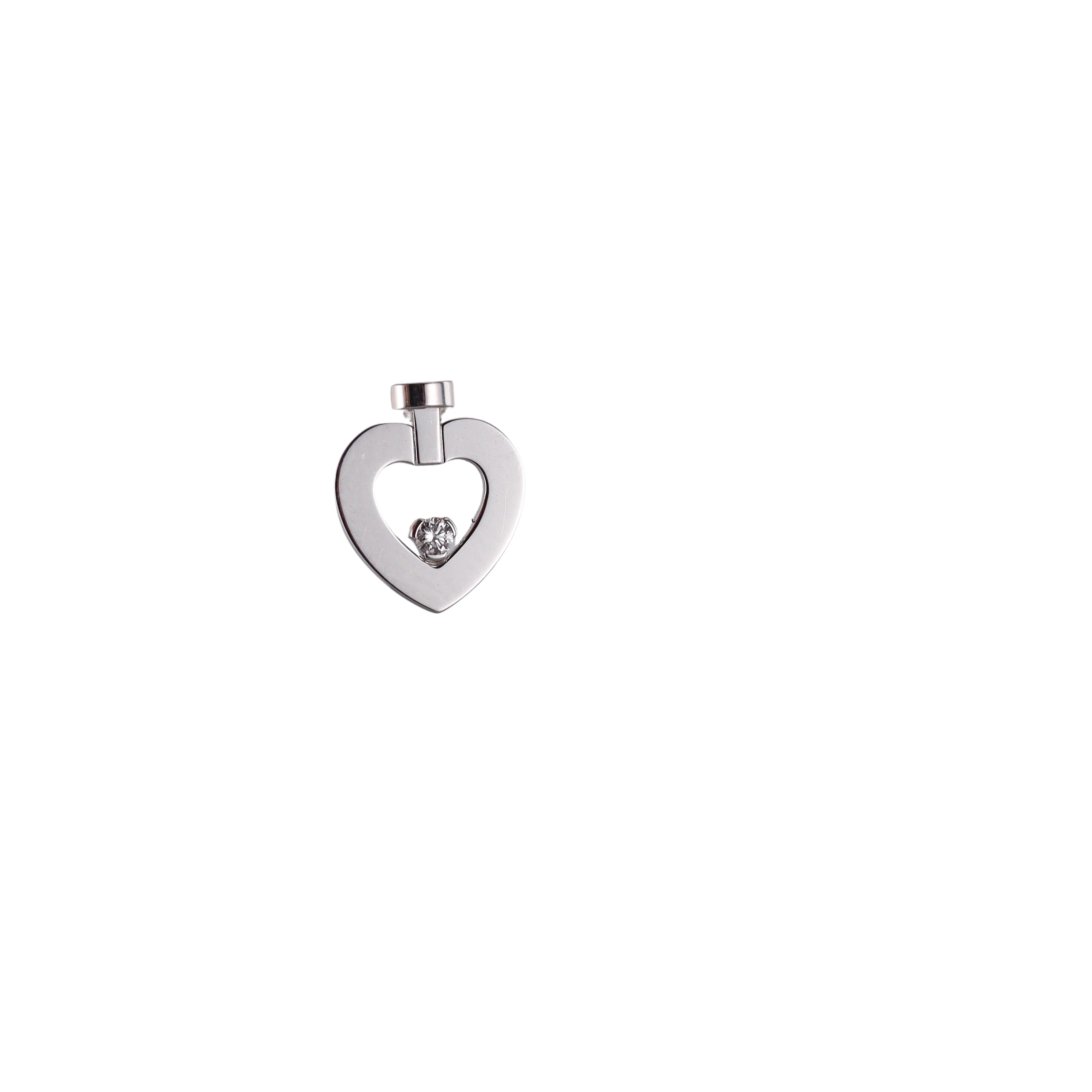 Fred Pretty Woman 18k White Gold Diamond Heart Stud Single Earring