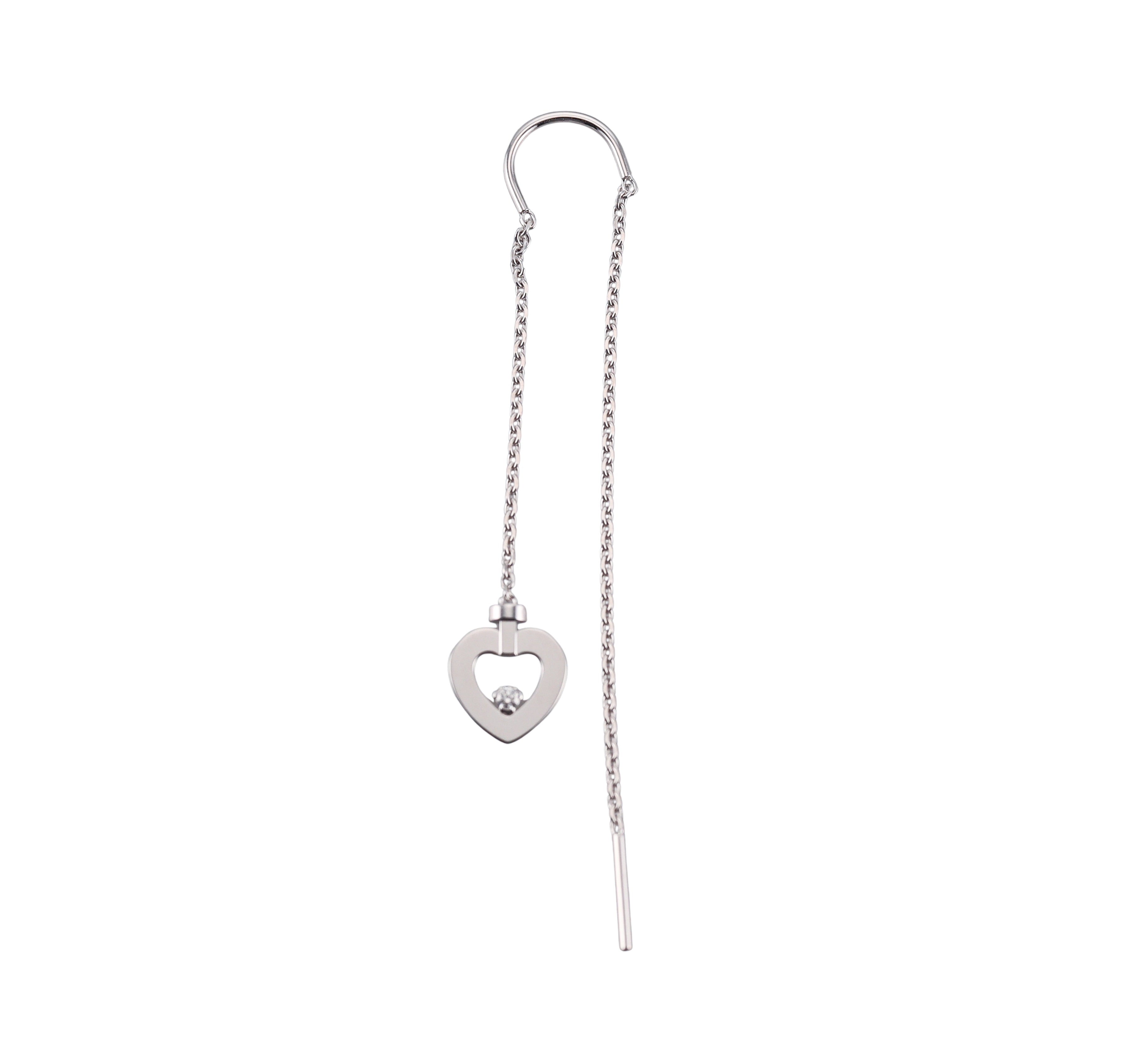 Fred Pretty Woman 18k White Gold Diamond Heart Chain Single Earring