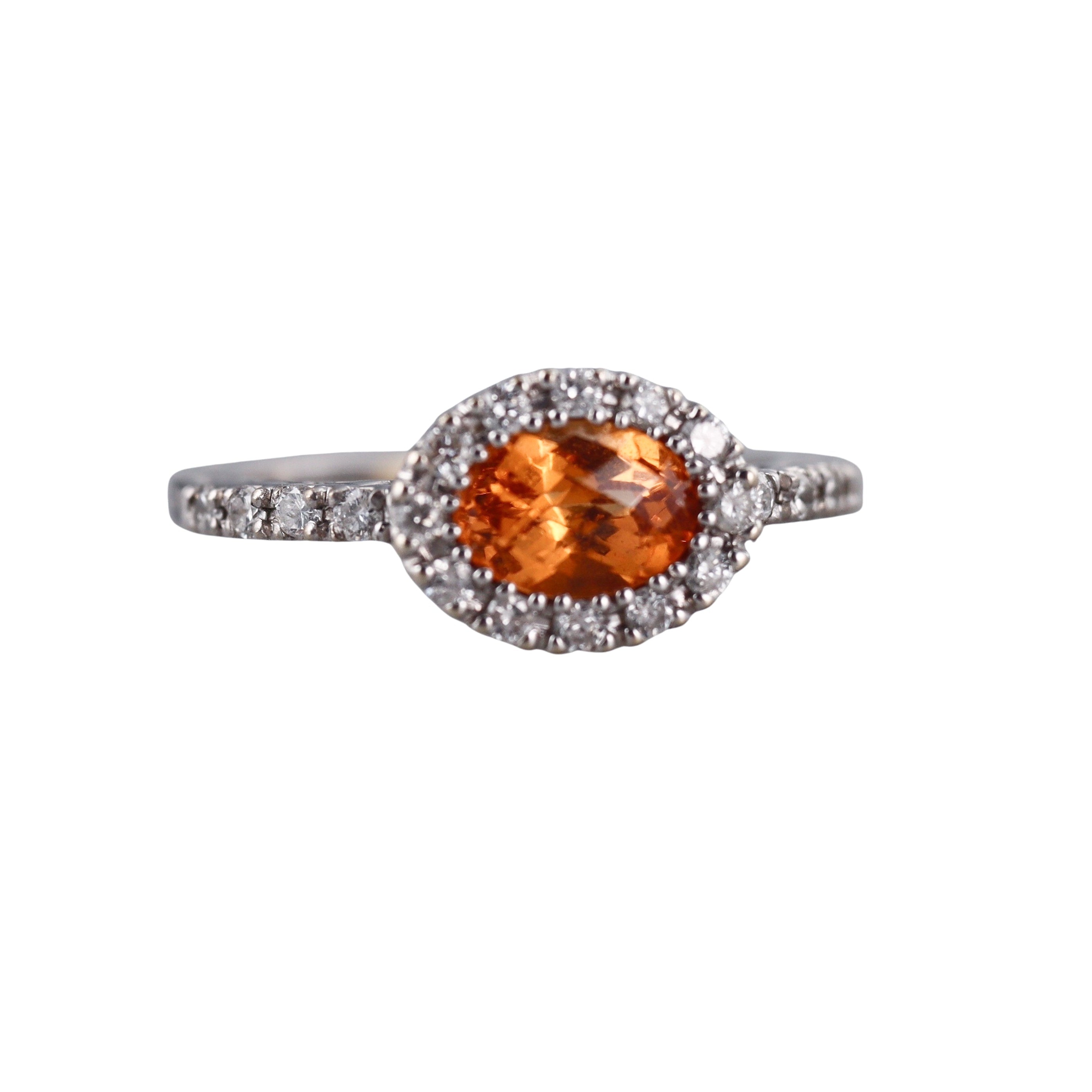 18k Gold Orange Sapphire Diamond Ring
