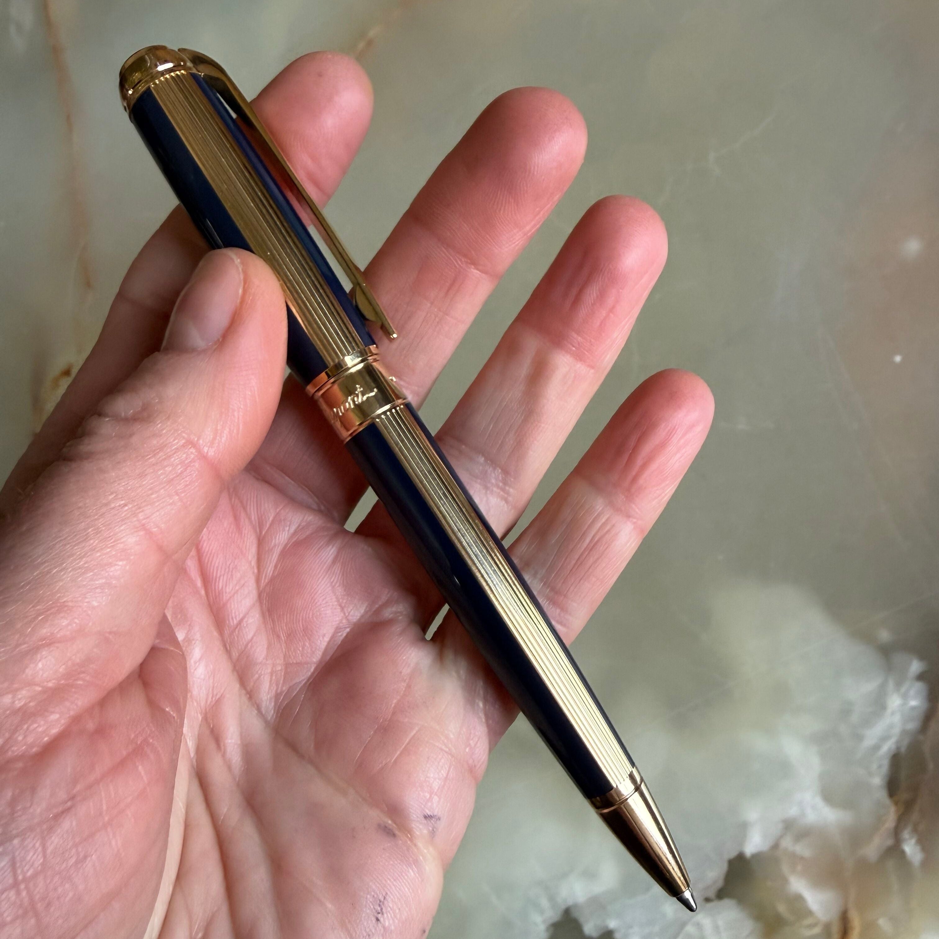 S.T. Dupont Line D Medium Gold & Blue Ballpoint Pen 415111M