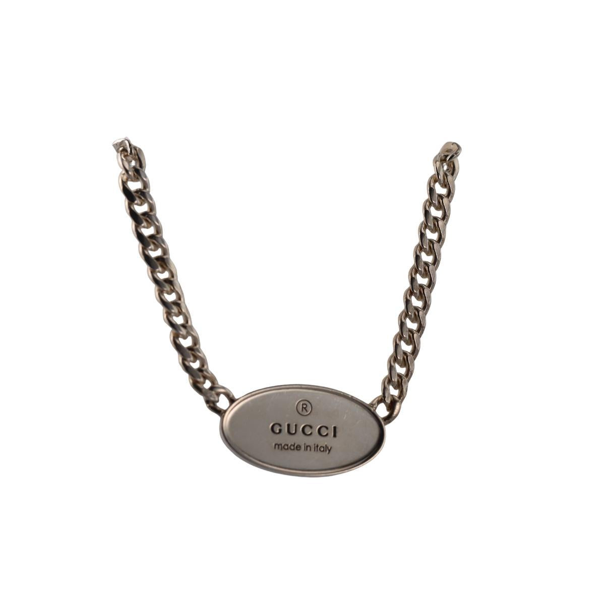 Gucci Trademark Oval Tag Sterling Silver Necklace