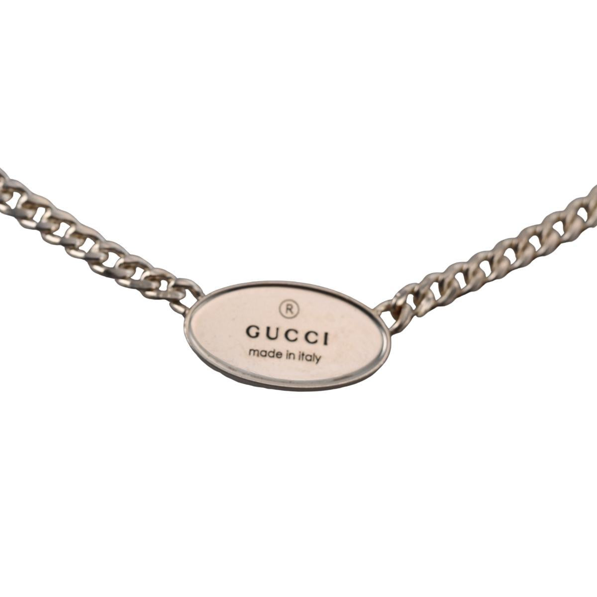 Gucci Trademark Oval Tag Sterling Silver Necklace