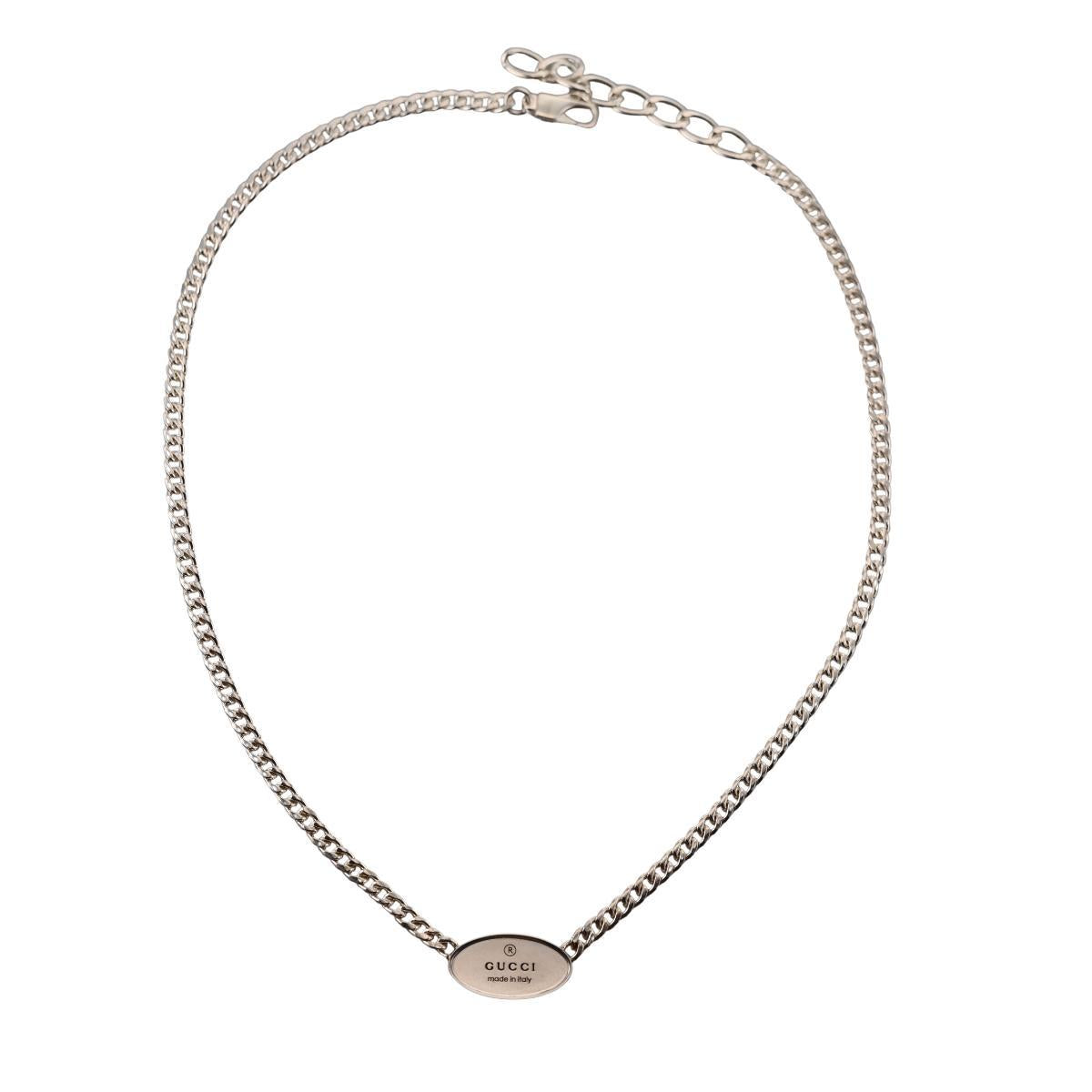Gucci Trademark Oval Tag Sterling Silver Necklace