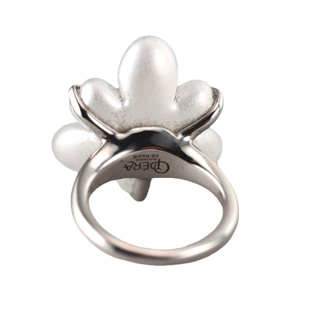 Lalique Fleur Neiges Clear Crystal Flower Sterling Silver Ring 10610300
