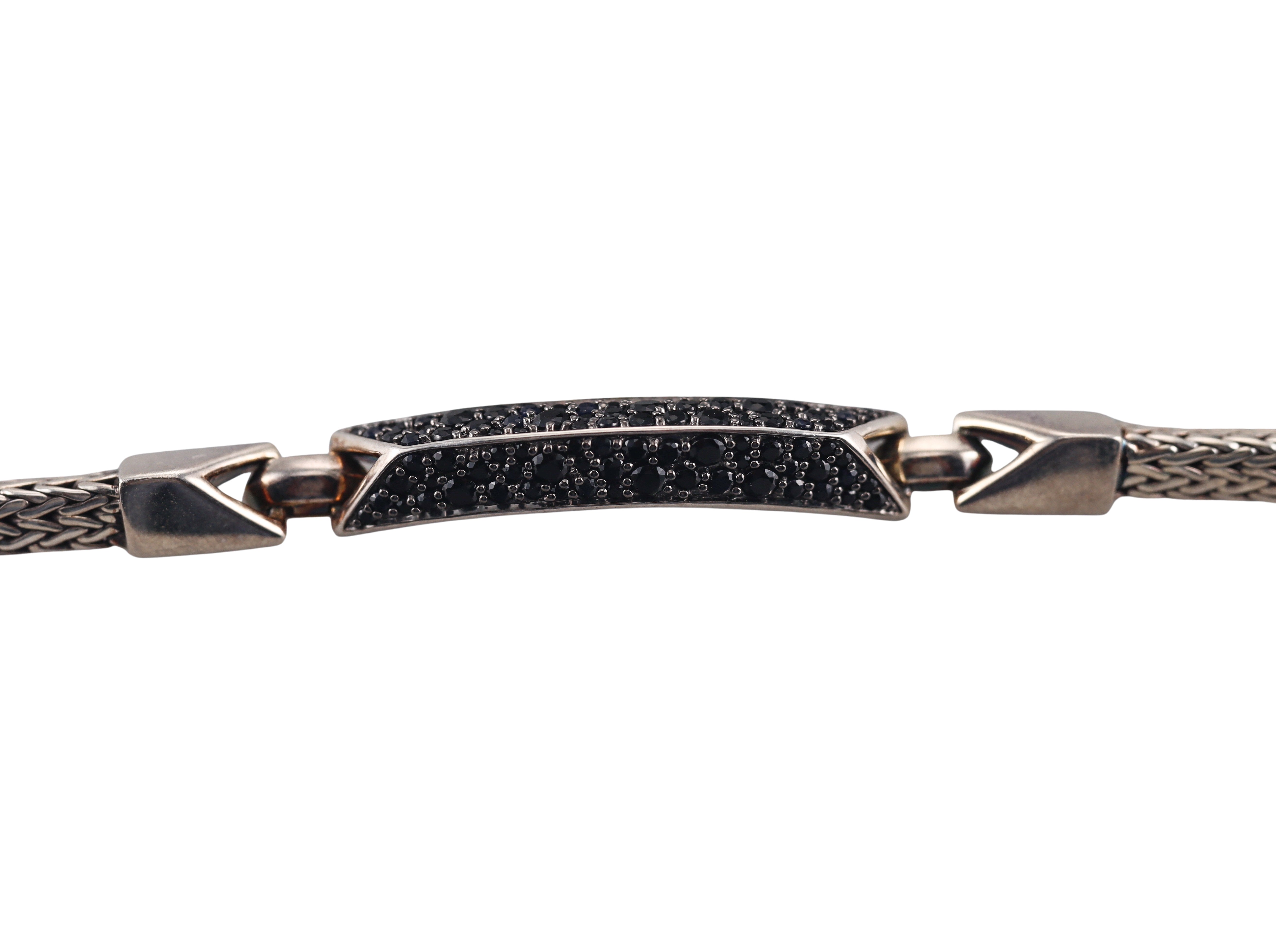 John Hardy Chain Sterling Silver Black Sapphire Bracelet Retail $1295