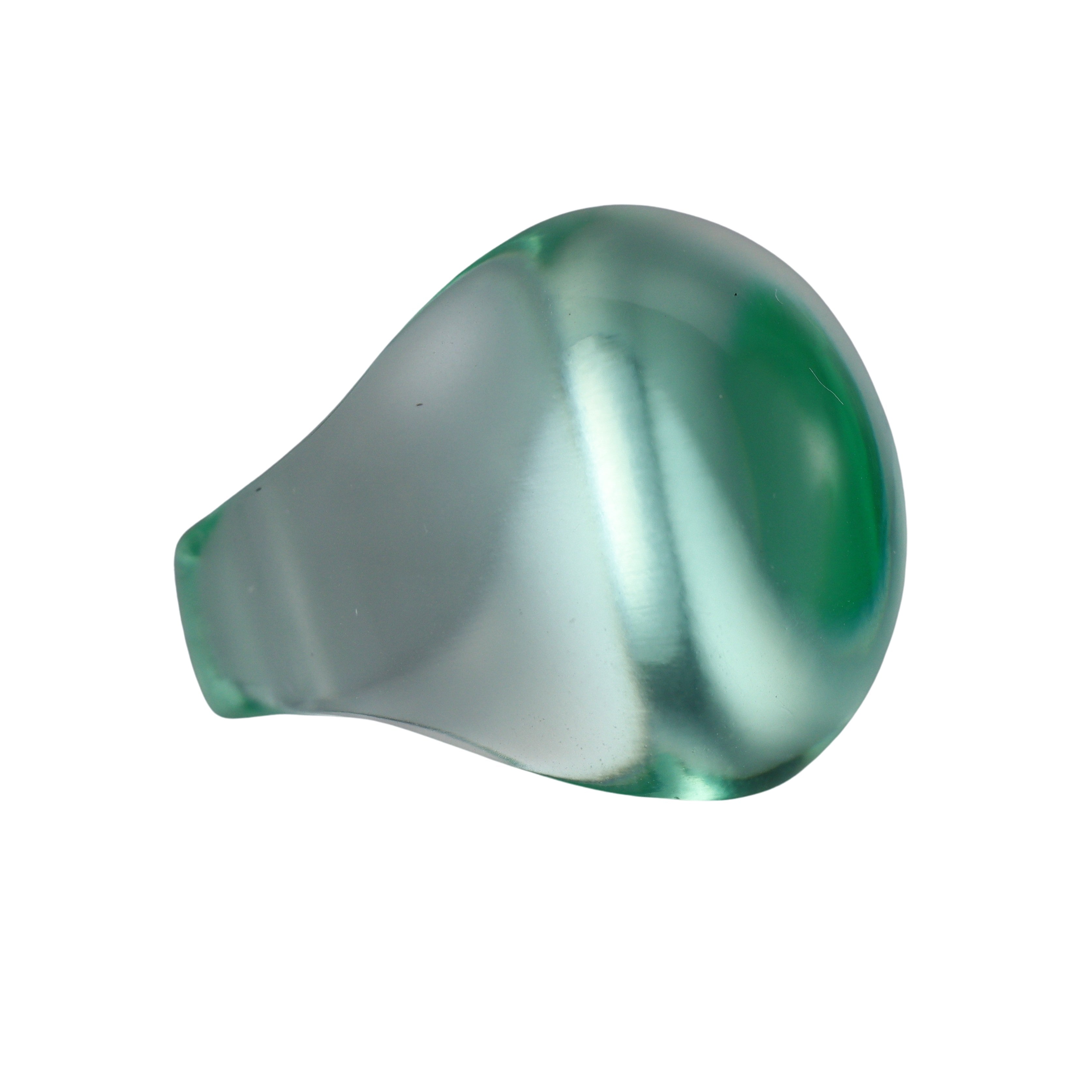 Lalique Cabochon Signet Light Green Crystal Ring 032700