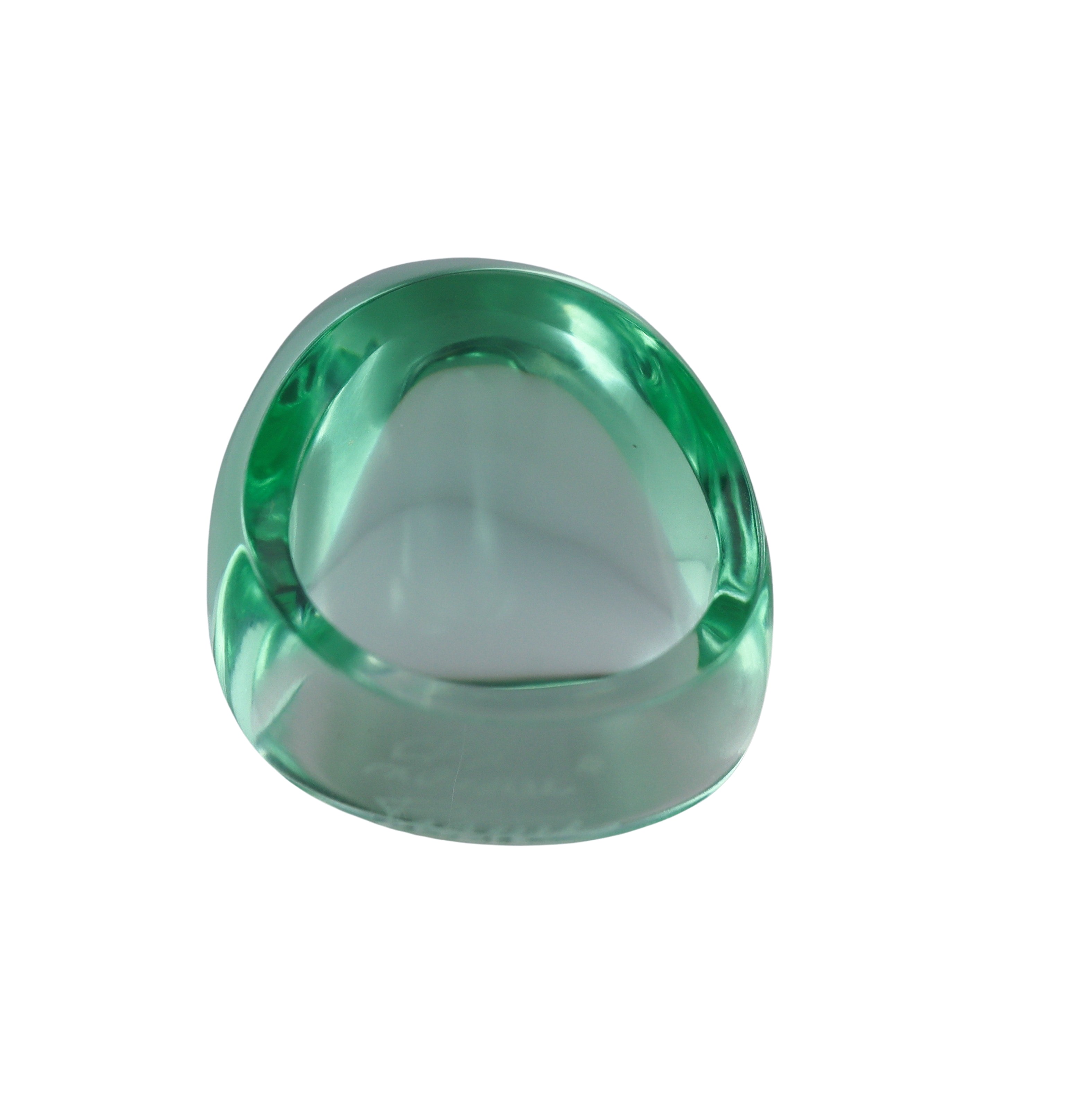 Lalique Cabochon Signet Light Green Crystal Ring 032700