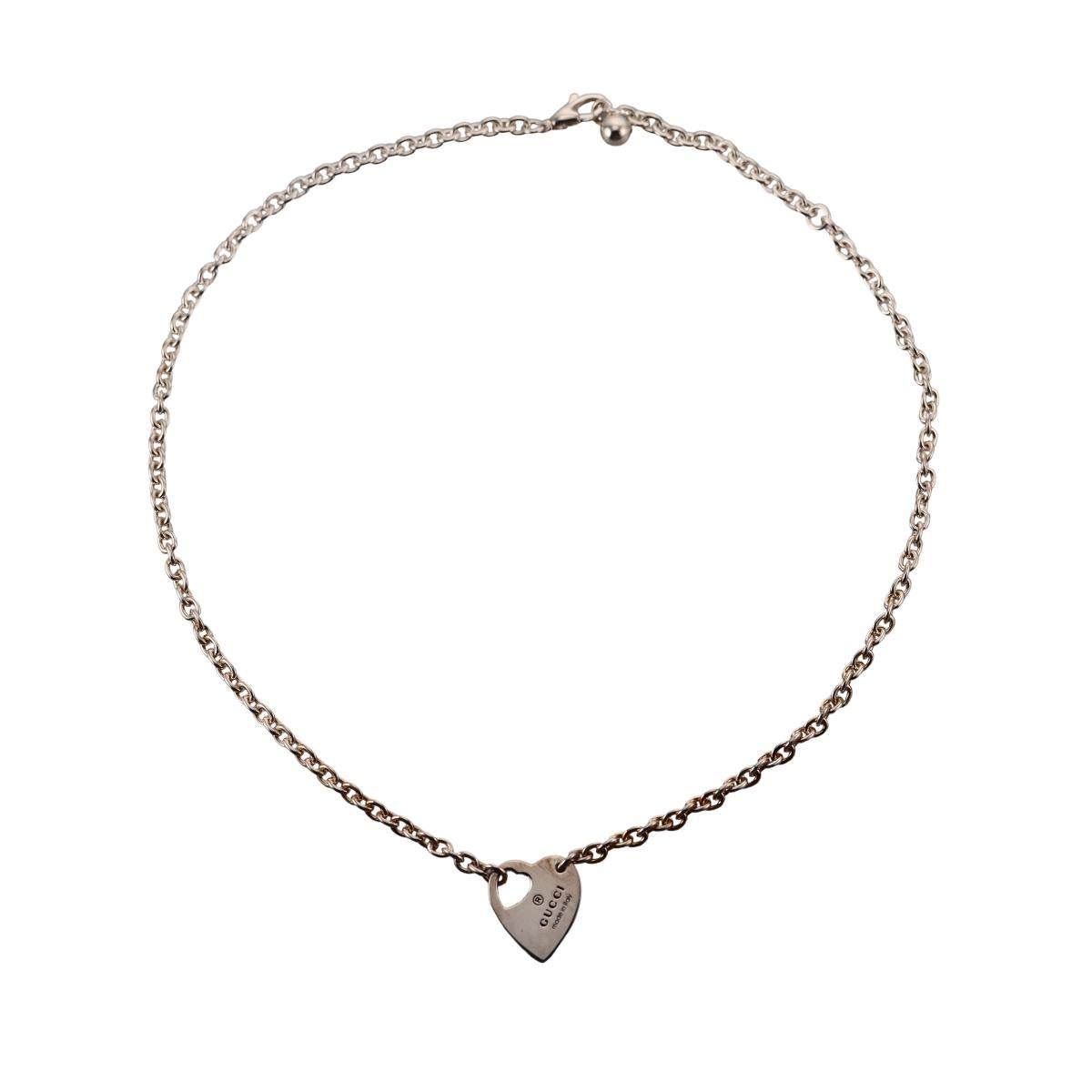 Gucci Trademark Heart Pendant Sterling Silver Necklace