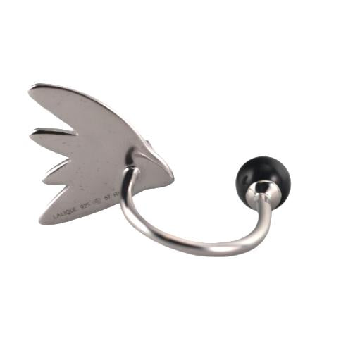 Lalique Hirondelles Swallow Crystal Onyx Sterling Silver Ring 10628200