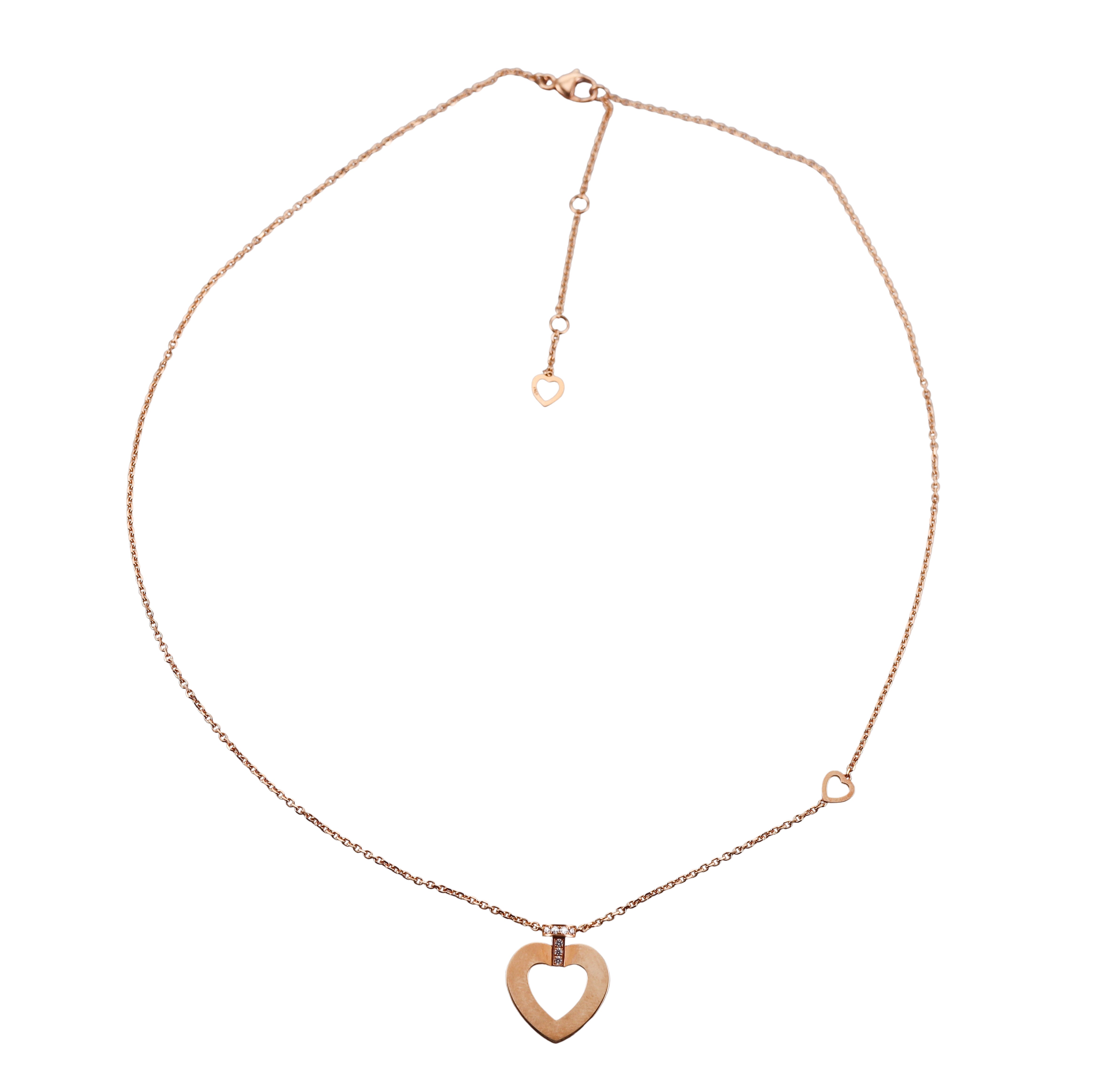 Fred Pretty Woman 18k Rose Gold Diamond Heart Pendant Necklace Medium