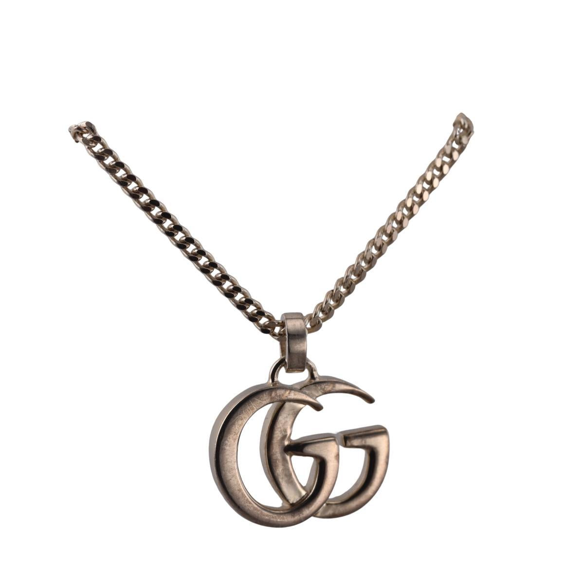 Gucci Marmont GG Pendant Sterling Silver Necklace