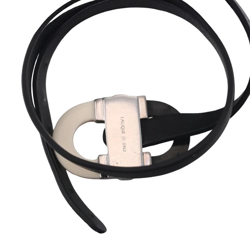 Lalique 1927 Silver Plated Leather Wrap Bracelet 10651300