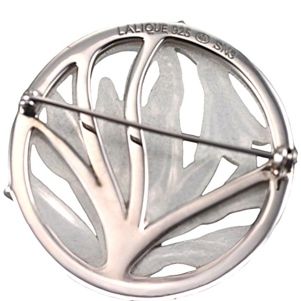 Lalique Fleur Neiges Clear Crystal Flower Sterling Silver Brooch 10610100