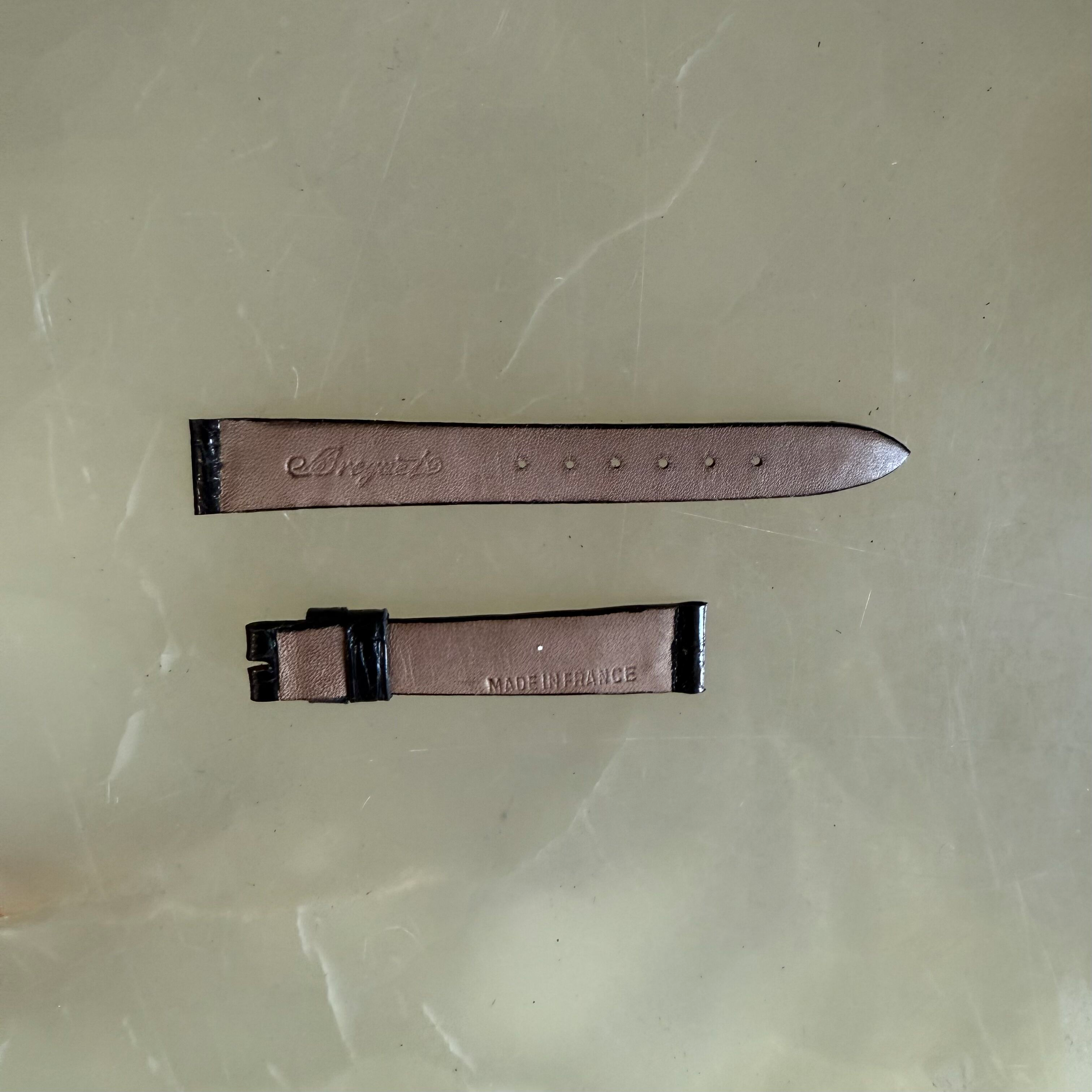 Authentic Breguet Black Shiny Crocodile Watch Strap Band 12mm