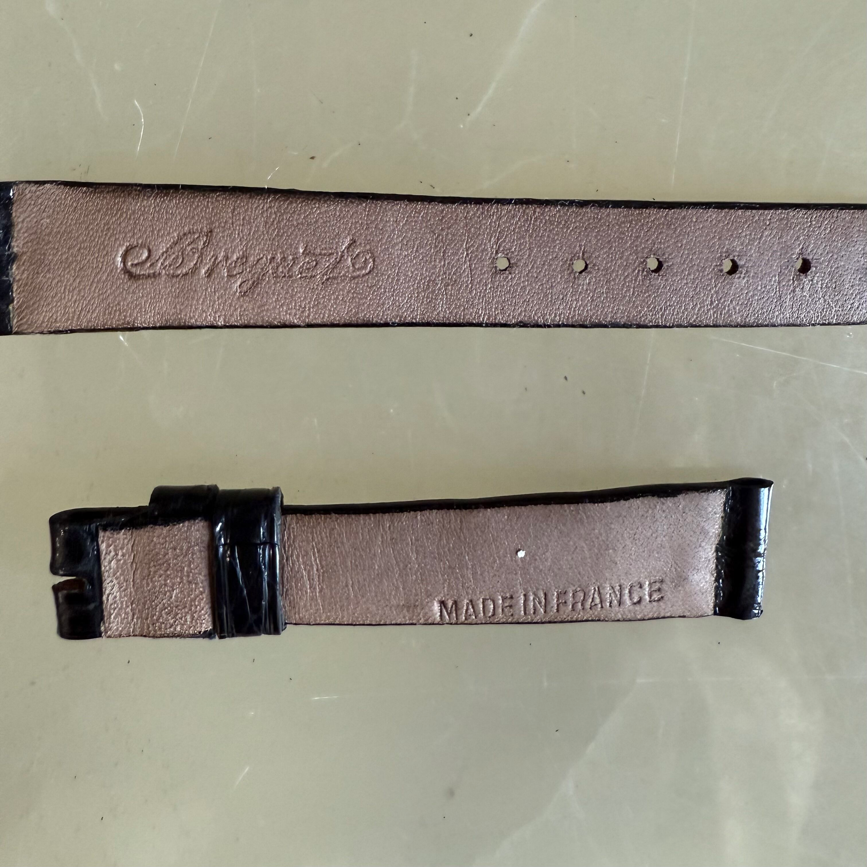 Authentic Breguet Black Shiny Crocodile Watch Strap Band 12mm