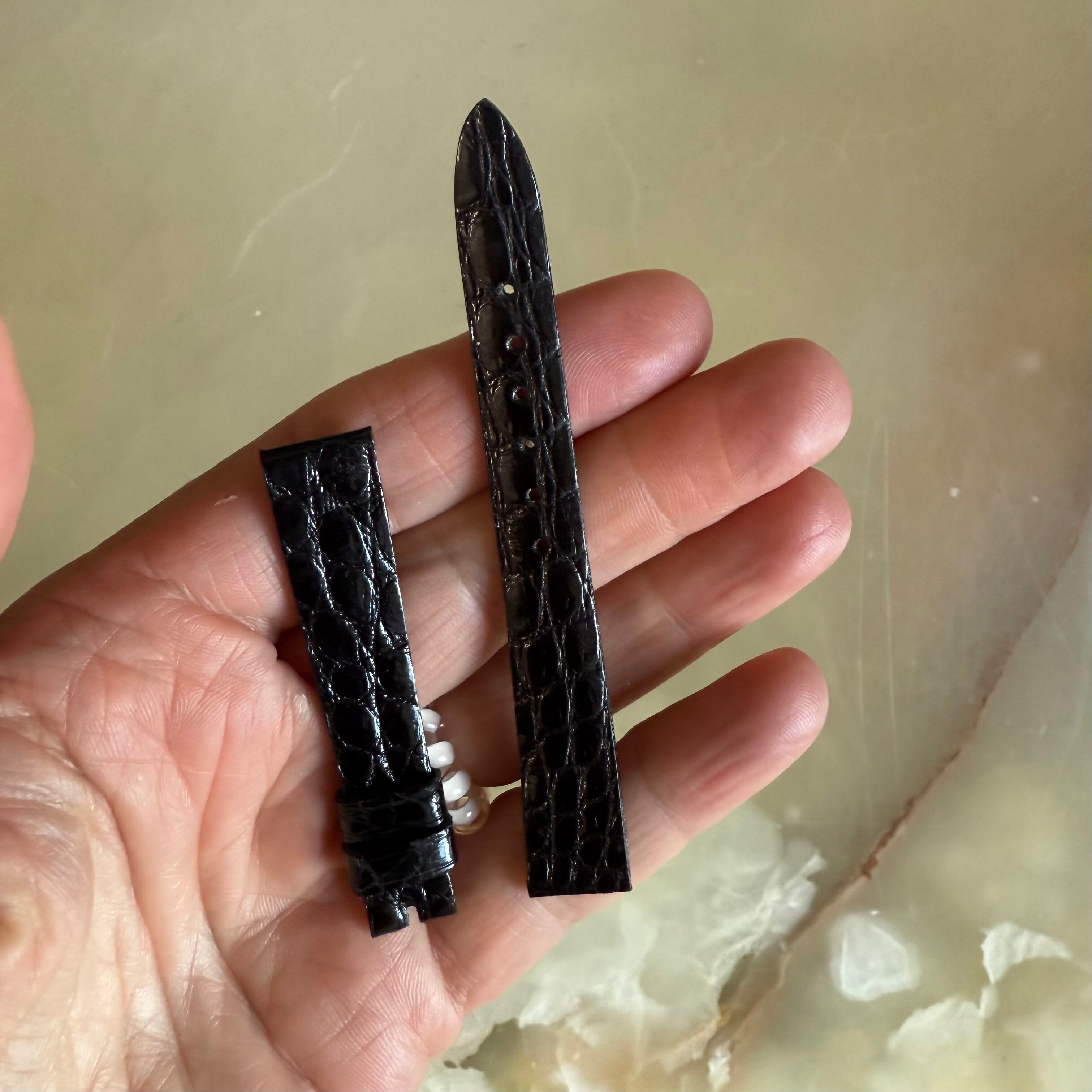 Authentic Breguet Black Shiny Crocodile Watch Strap Band 12mm