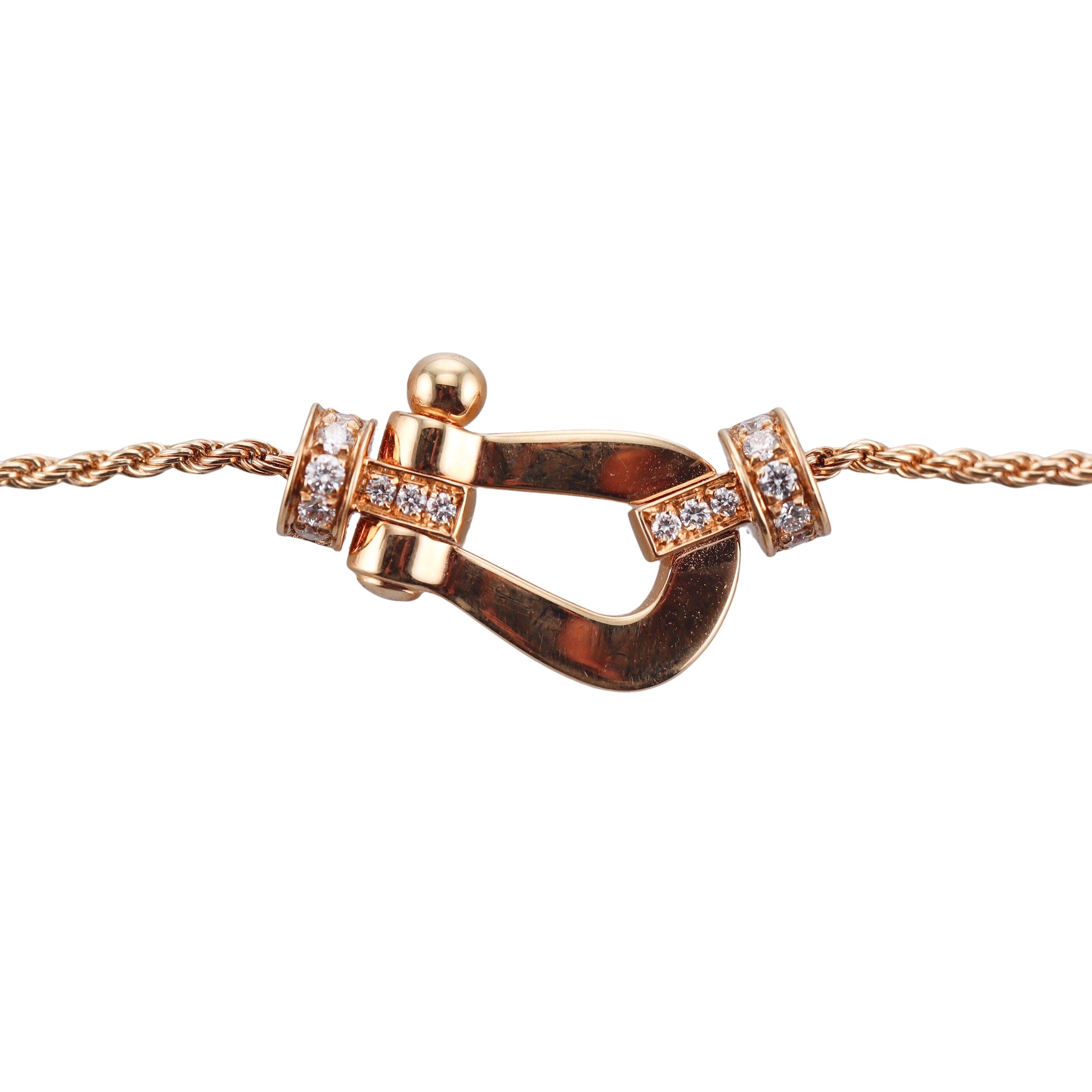 Fred Force 10 18k Rose Gold and Half Pave Diamond Necklace